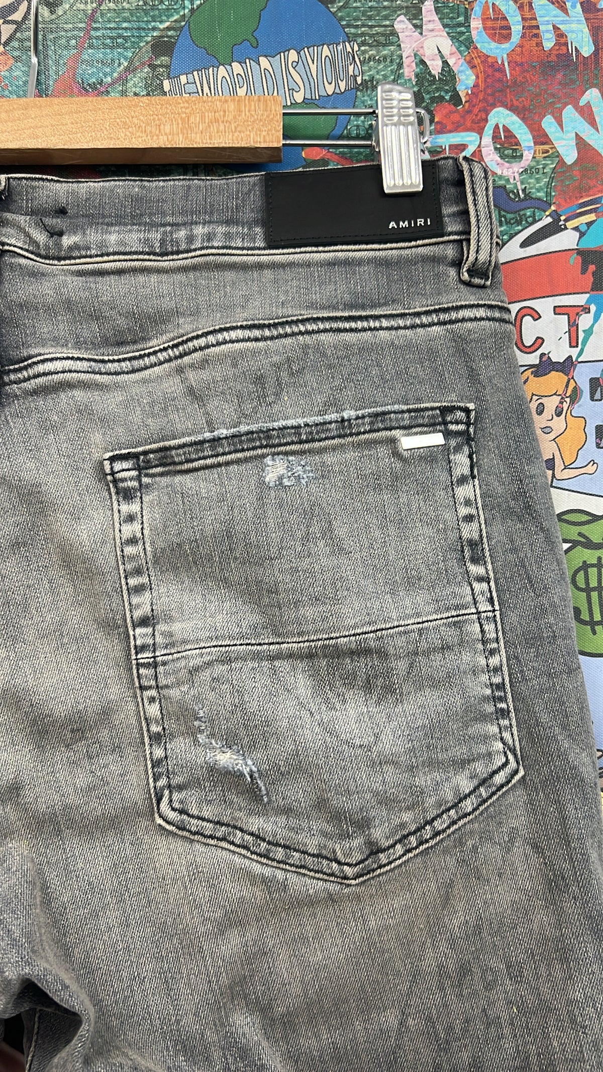 Amiri Grey Stencil Jeans