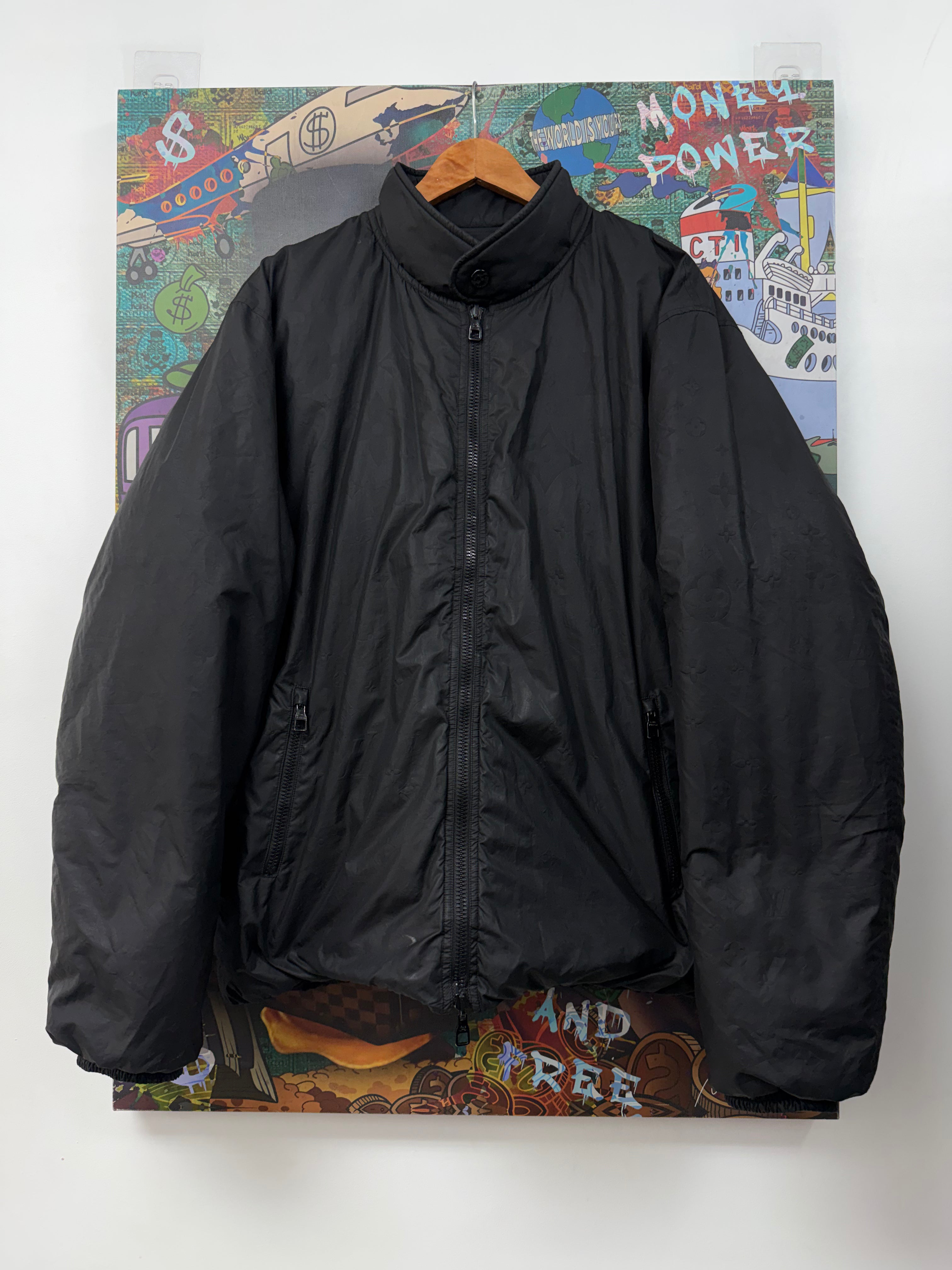 Louis Vuitton Black Reversible Embossed Monogram Logo Puffer Jacket
