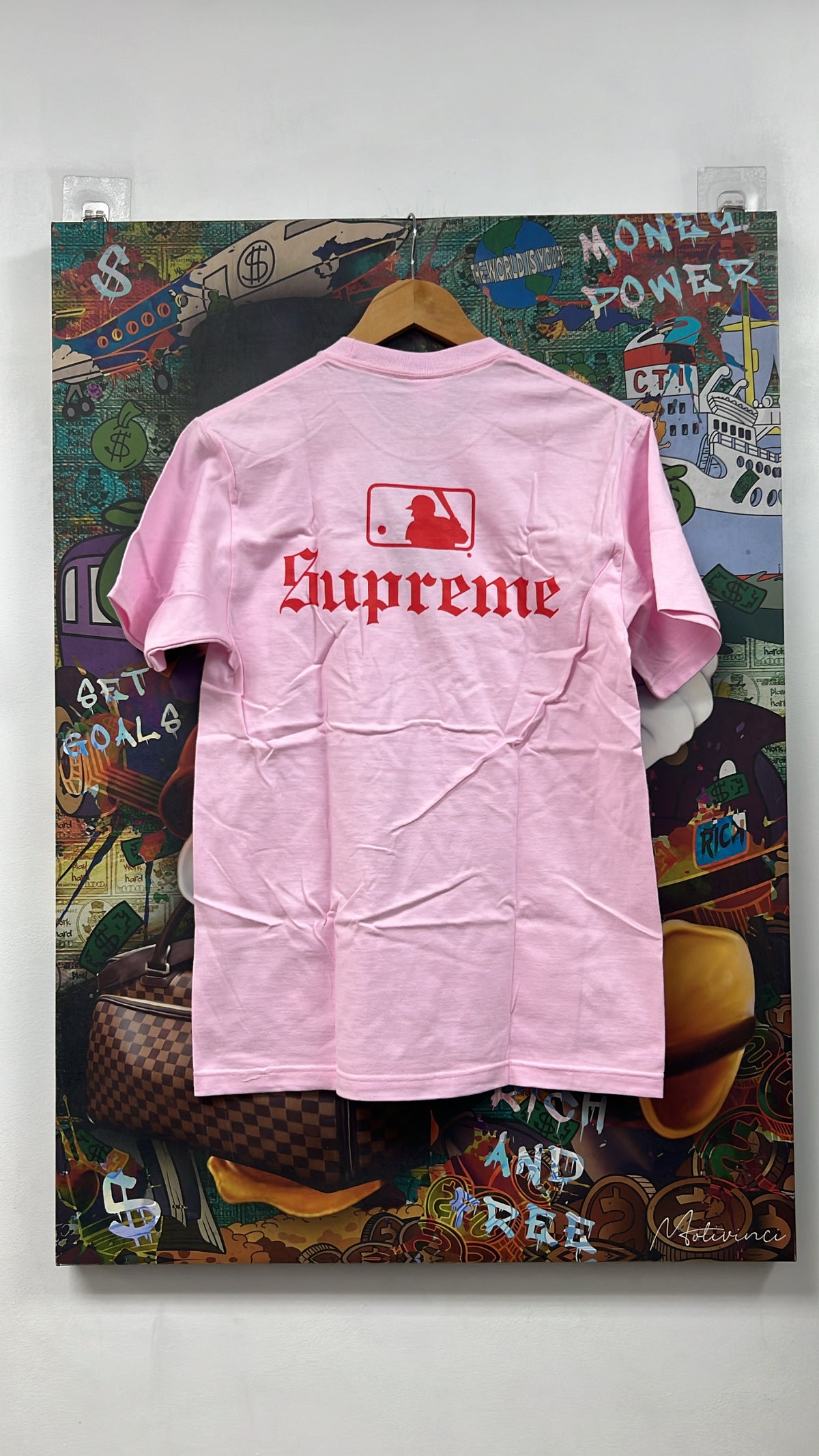 Supreme Pink Red MLB Tee