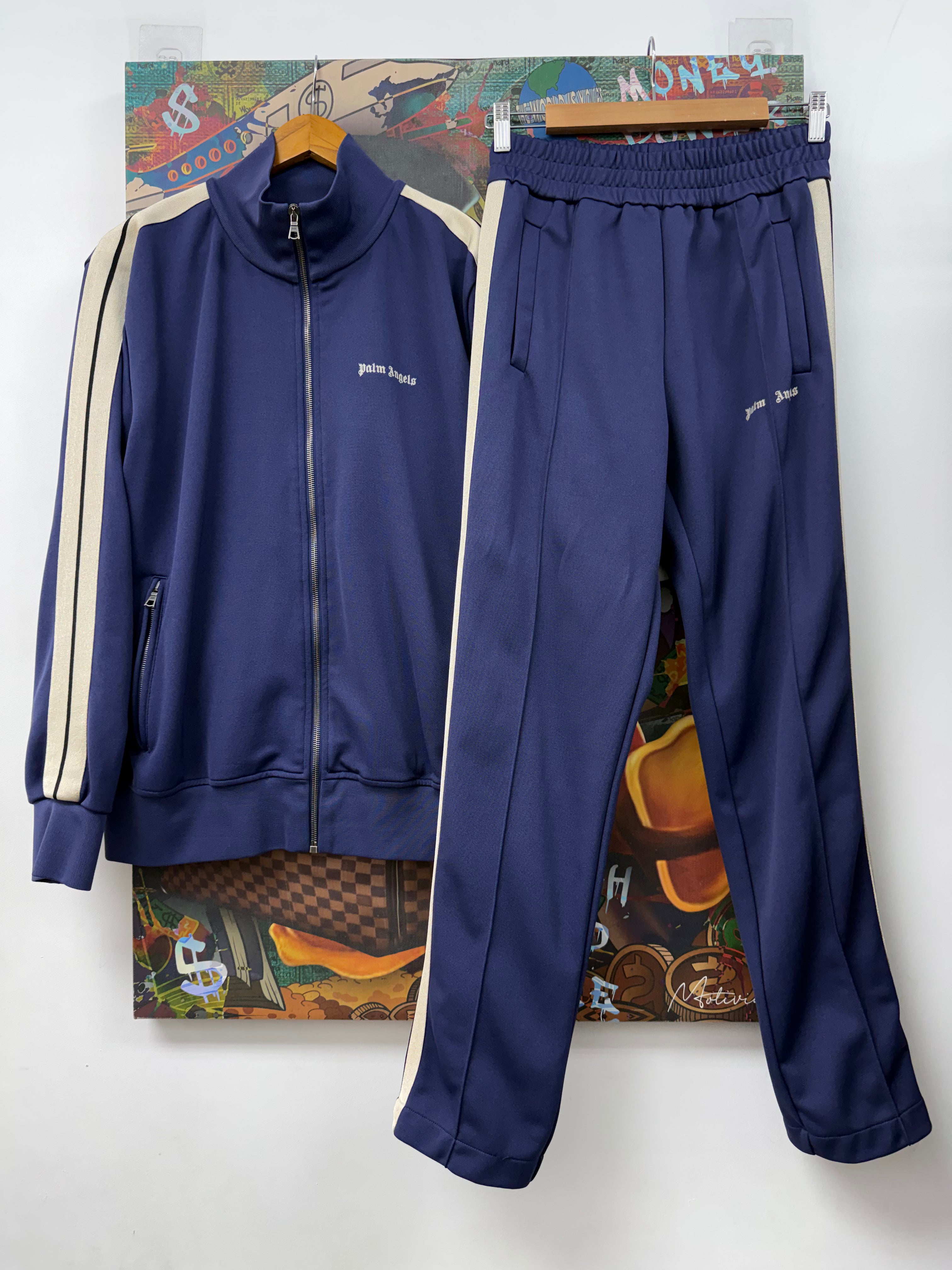 Palm Angels Navy Cream Stripe (Fits L) Track Suit