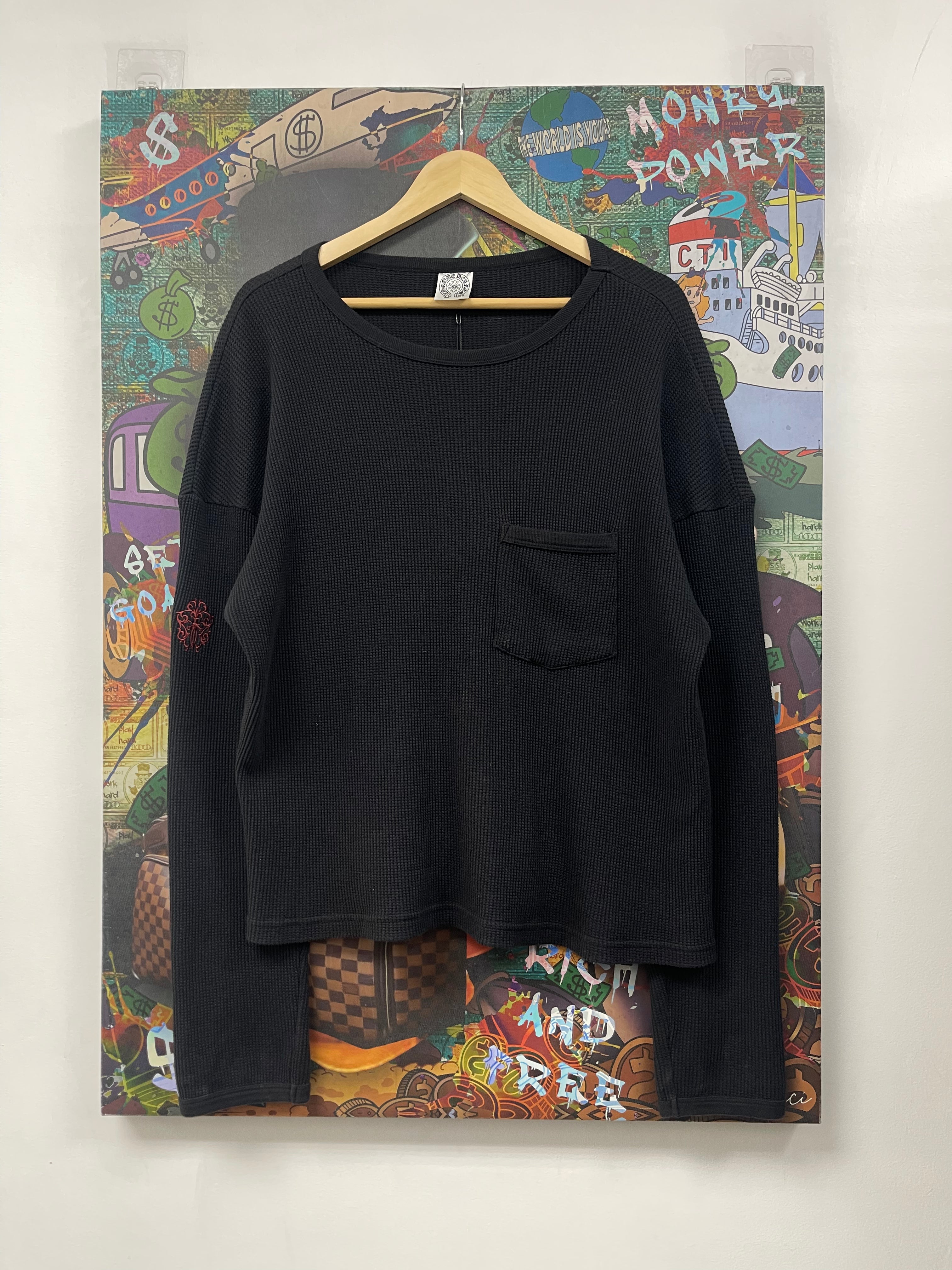 Chrome  Hearts Black Red Vintage Dagger Thermal Long Sleeve
