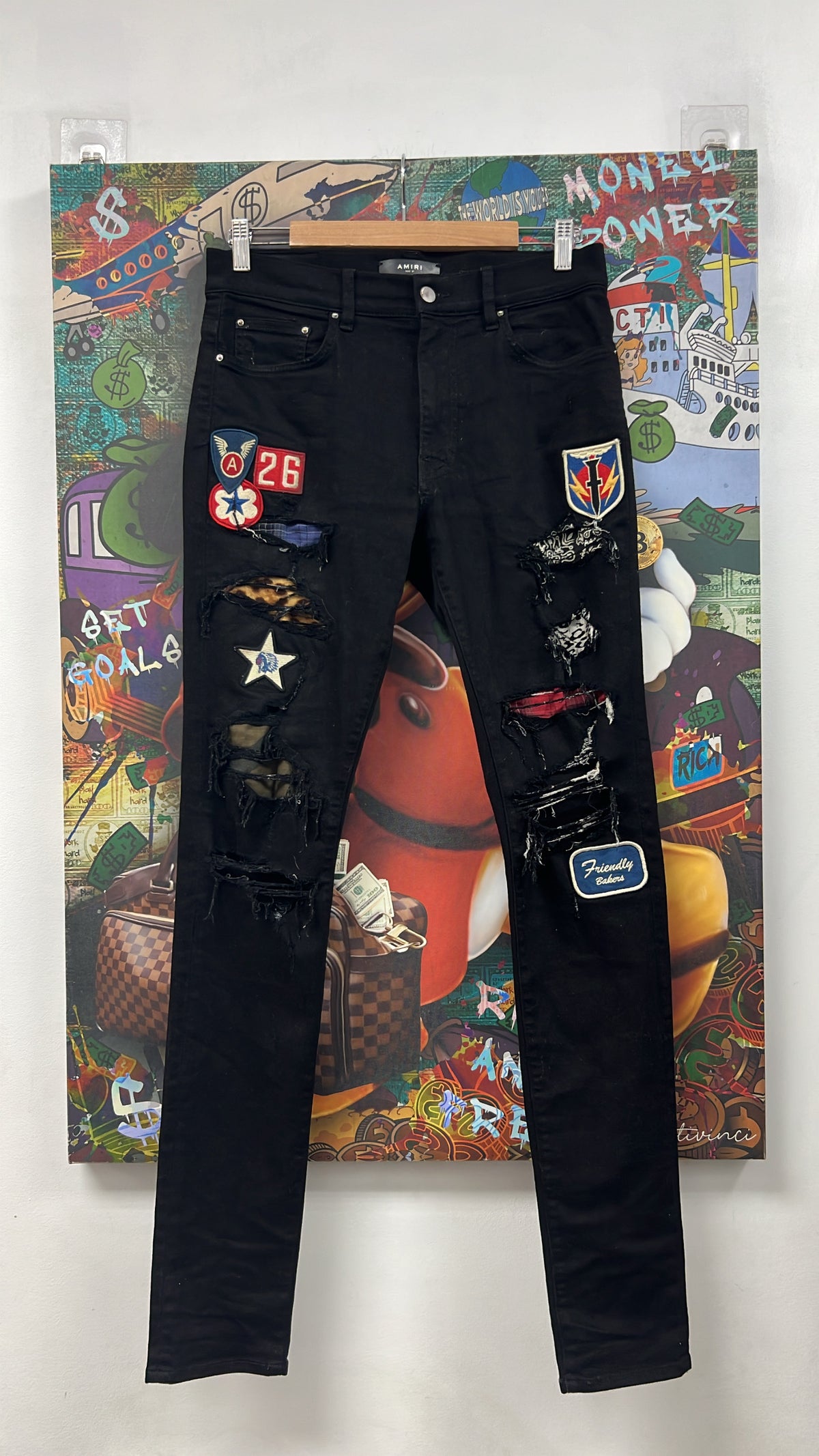 Amiri Black Art Patchwork Jeans