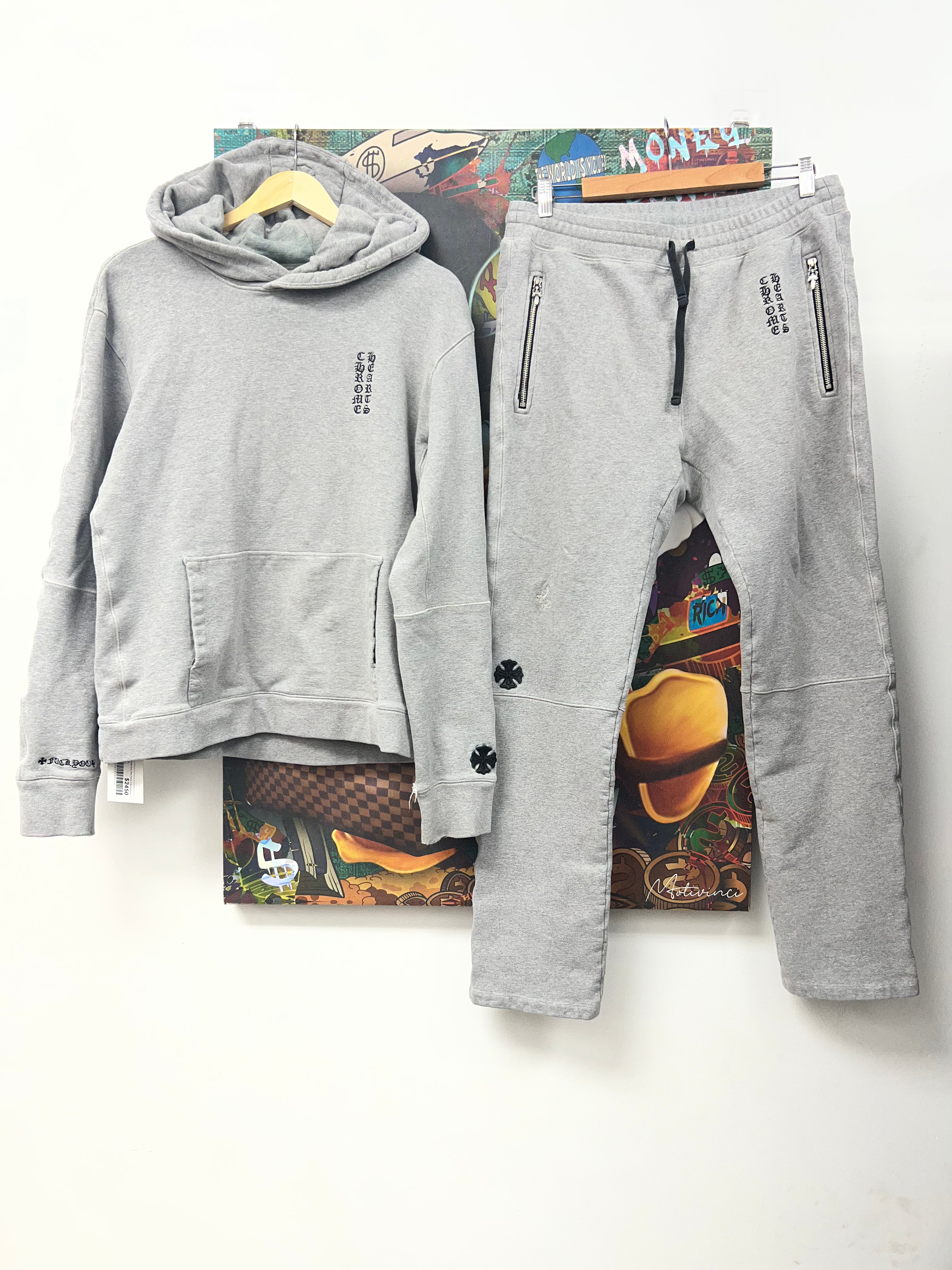 Chrome Hearts Grey Plus Patch Y-Not Sweatsuit