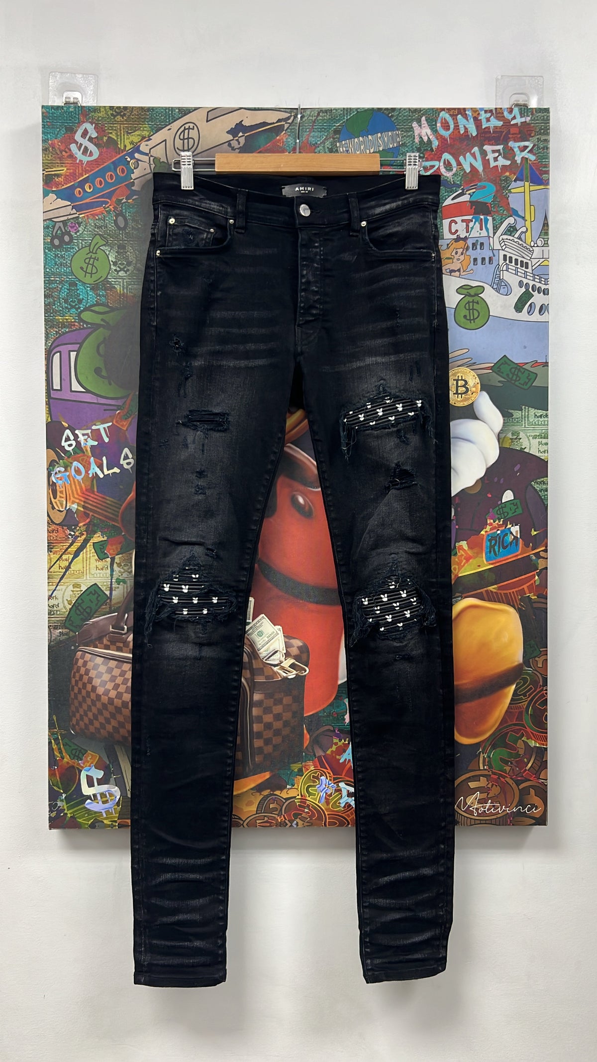 Amiri MX1 Black Wash Playboy Patch Jeans