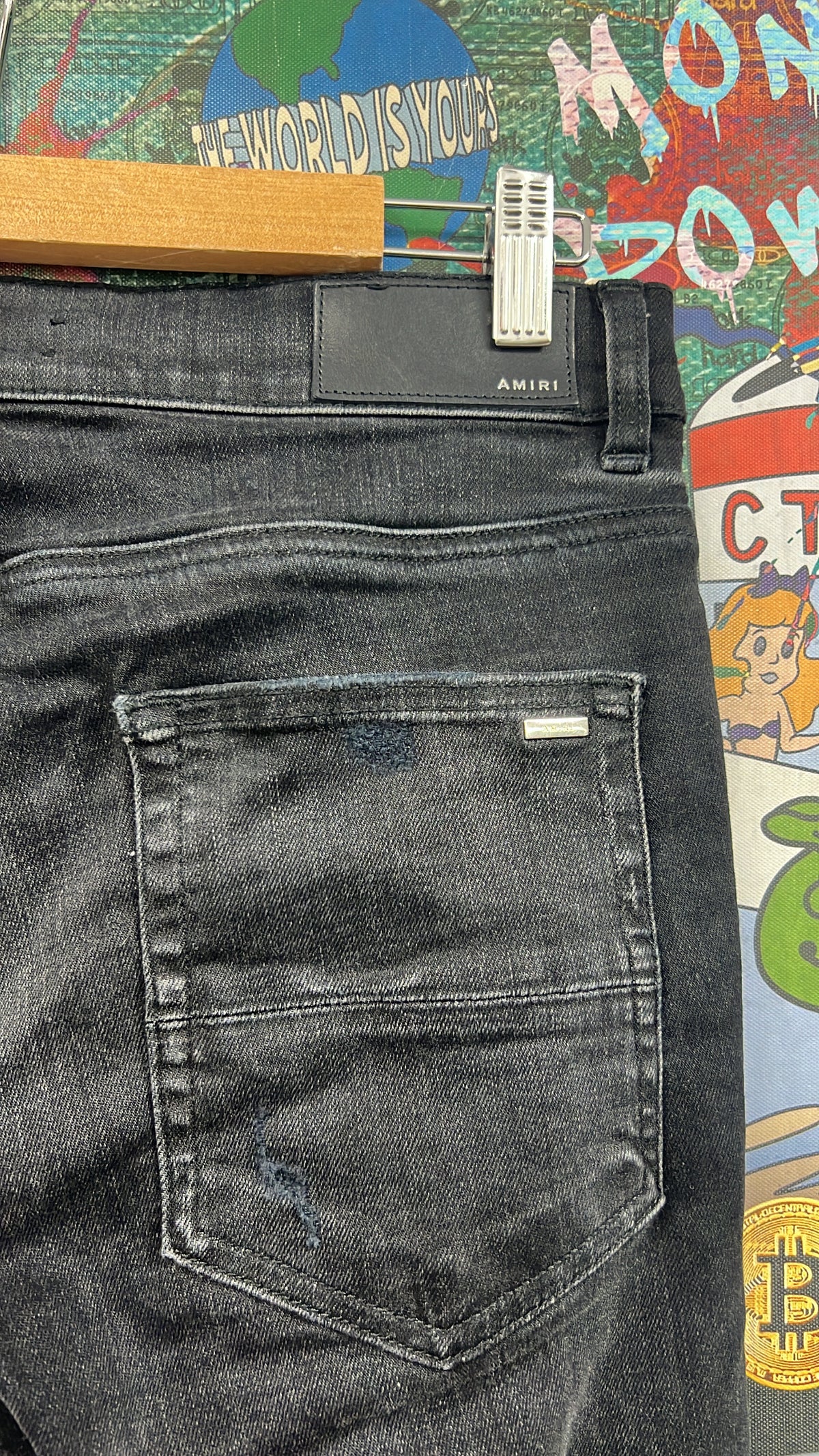 Amiri MX1 Black Wash Playboy Patch Jeans