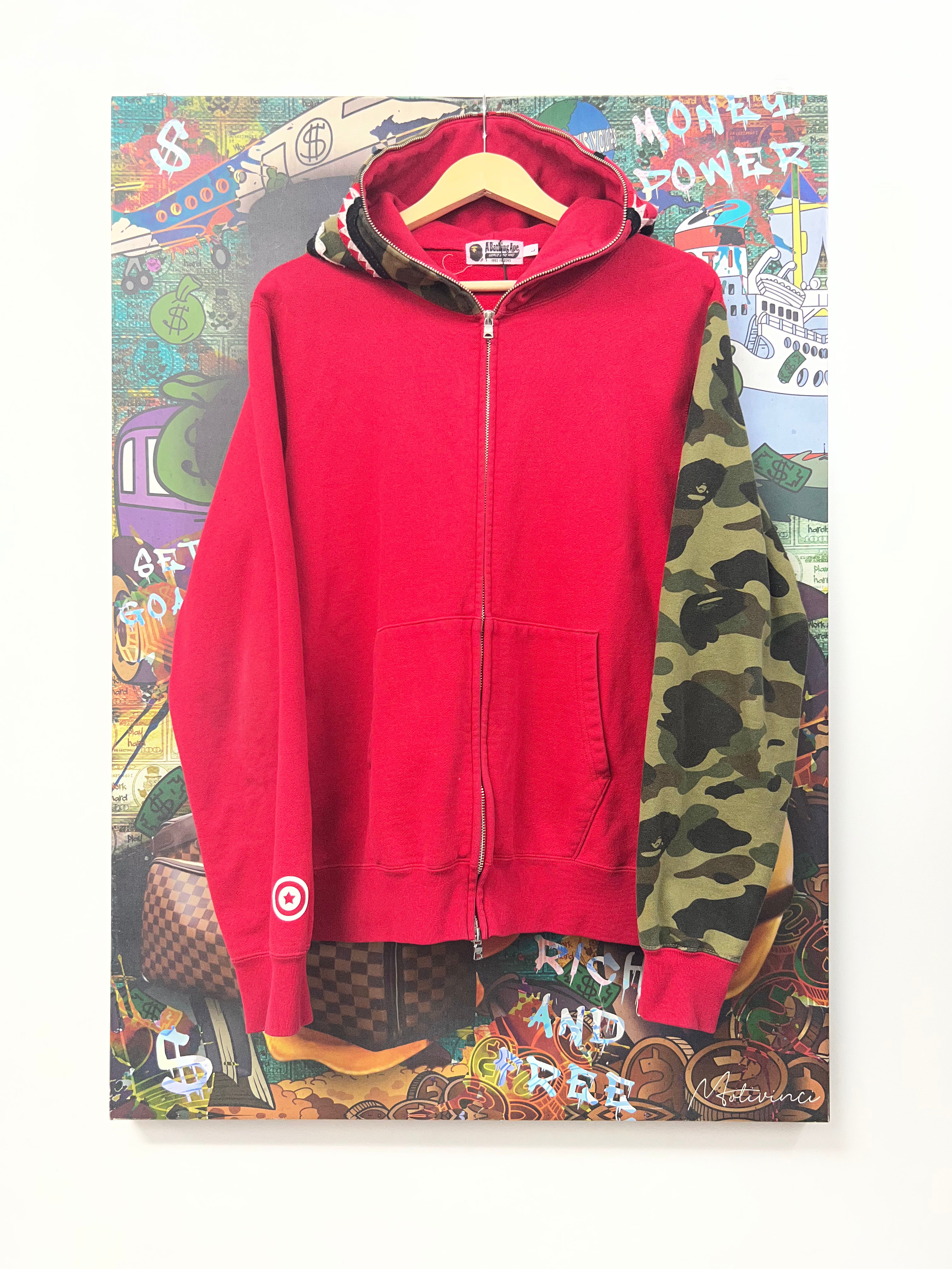 Bape Red Camo Shark Zip Up