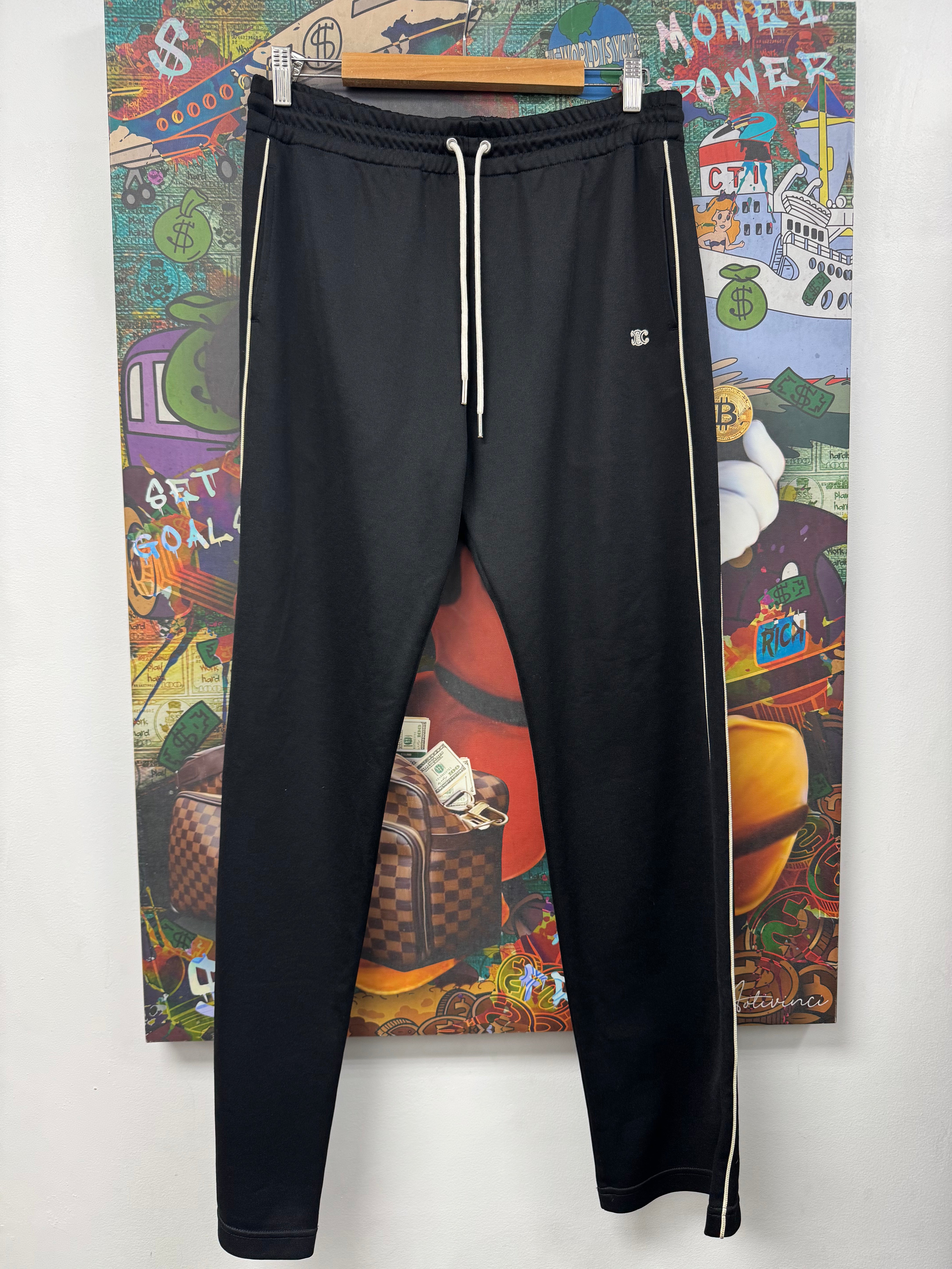 Celine Black Cream CC Track Pants
