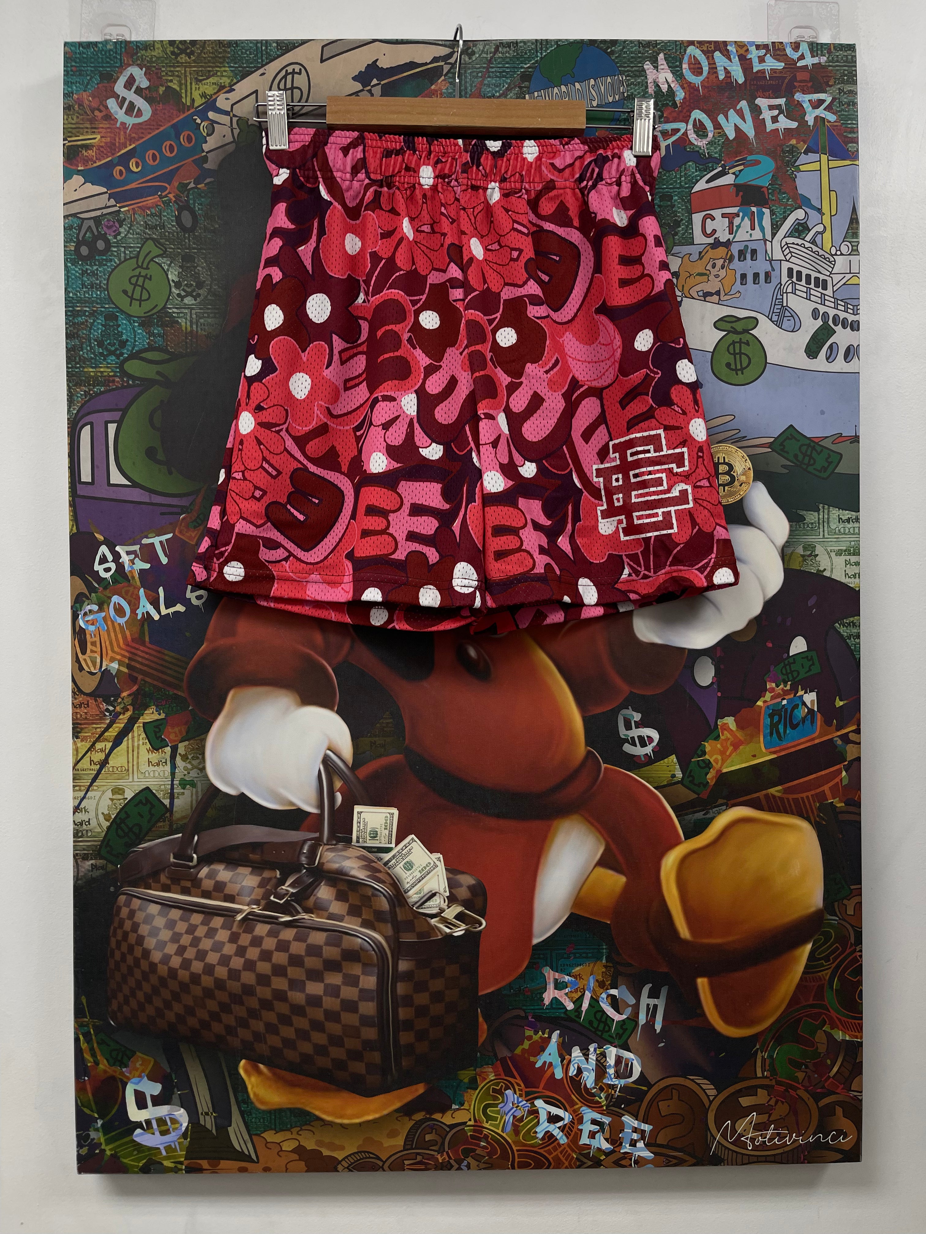 Eric Emanuel Red Bubbly Floral Shorts