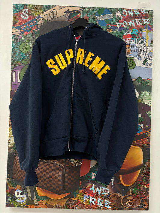 Supreme Arc Logo Thermal Zip Navy Yellow Used Small N/A