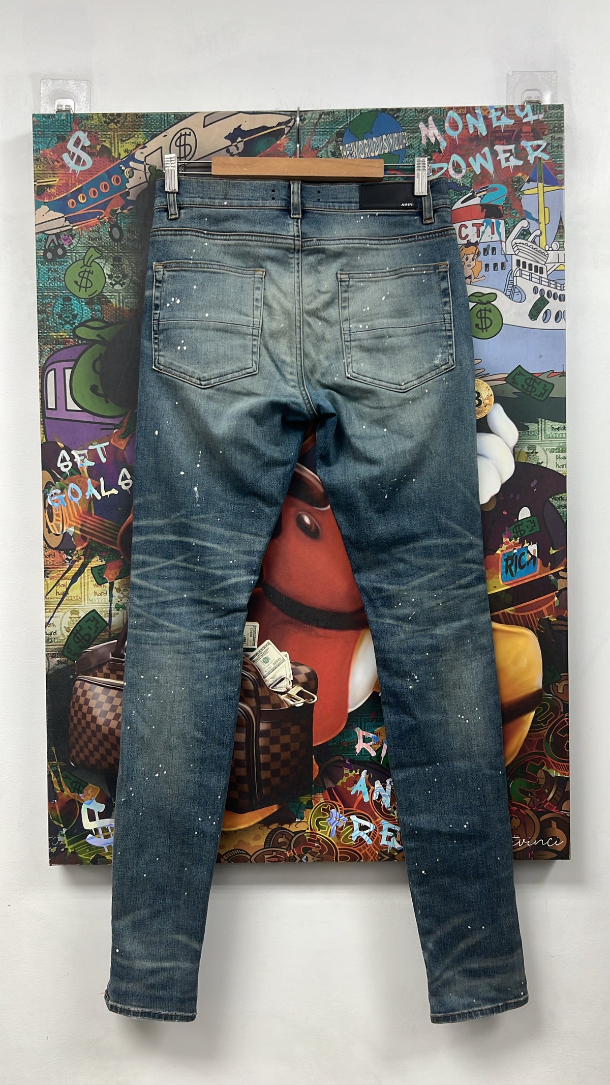 Amiri Light Wash Art Patchwork Jeans