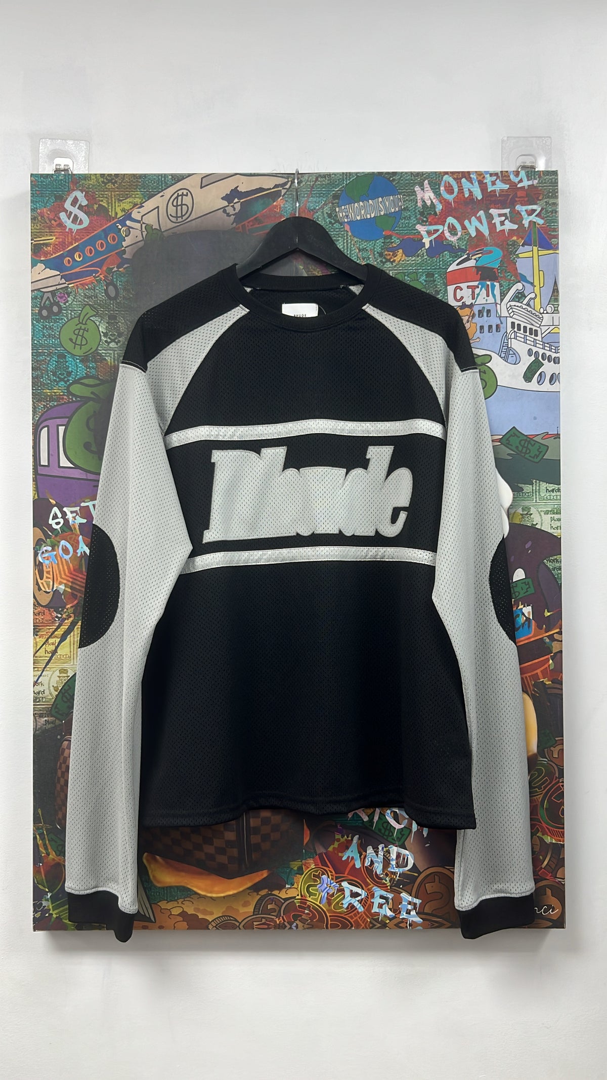 Rhude Black Grey Hockey Jersey