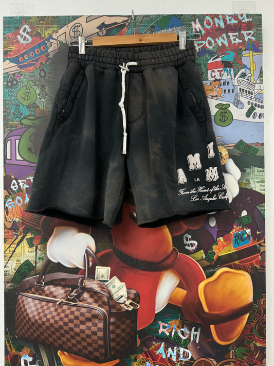 Amiri Collegiate Shorts Black Wash Used XS N/A