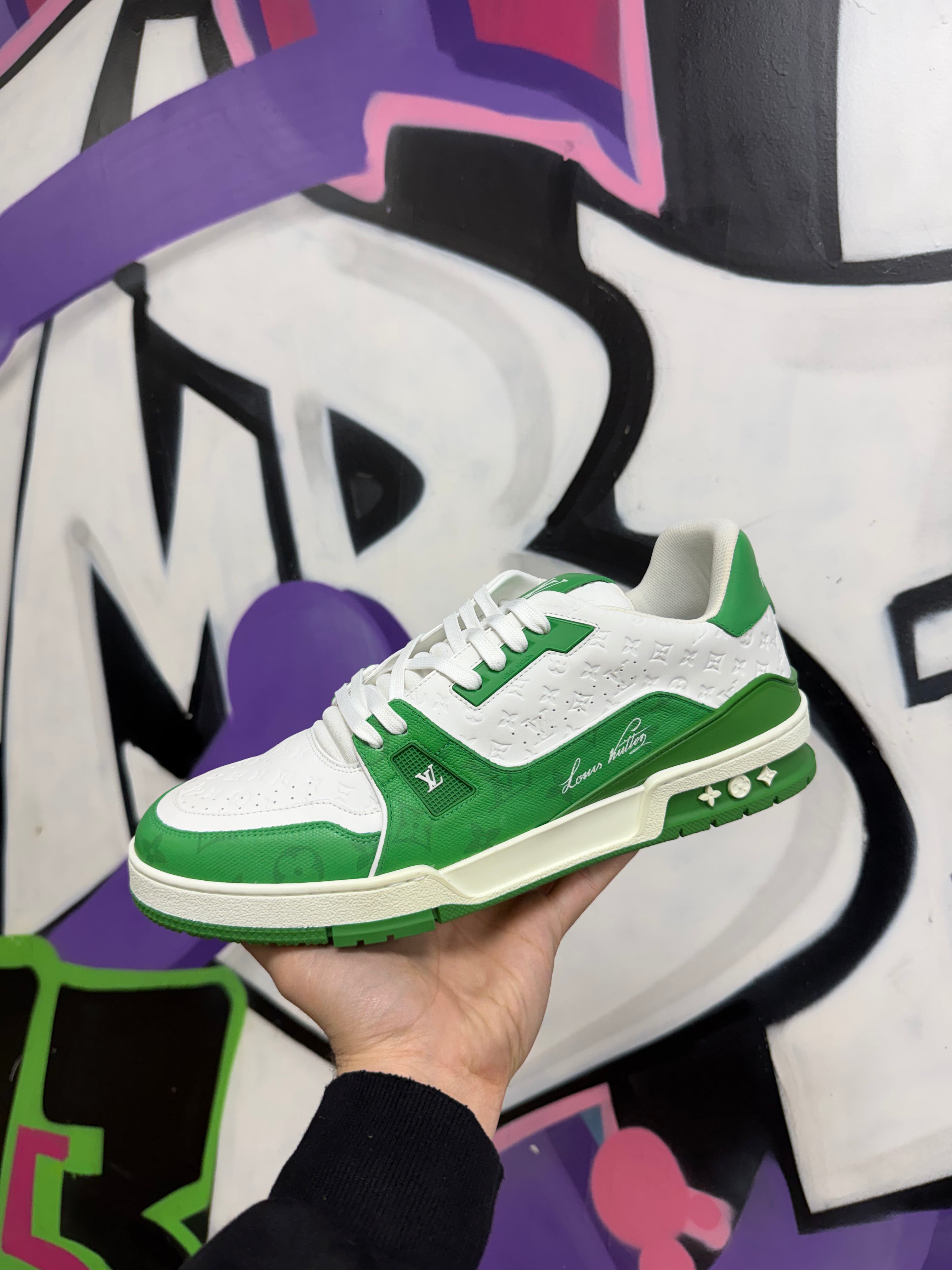Louis Vuitton White Green Monogram #54 Trainer Sneakers