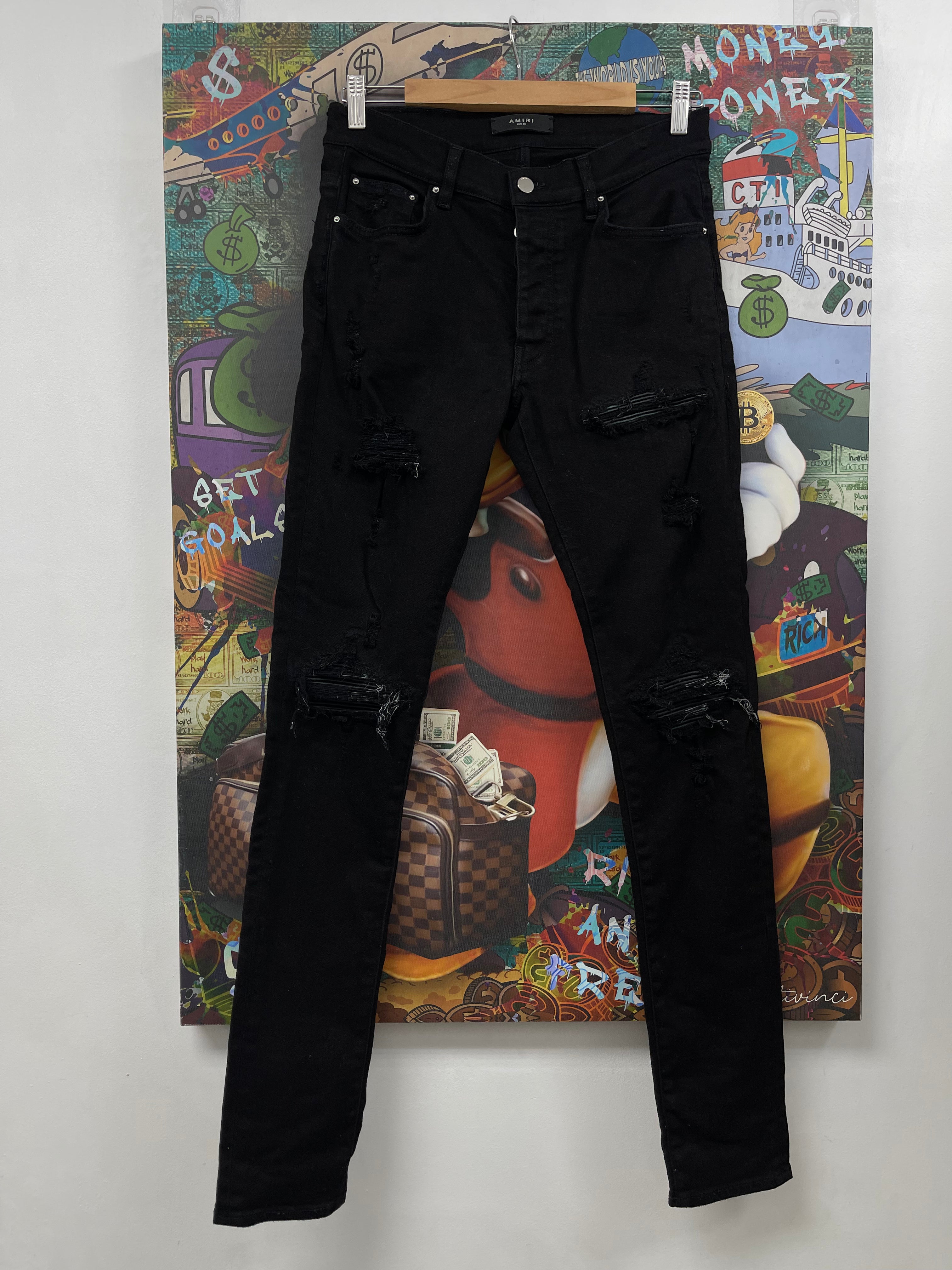 Amiri MX1 Black Black Patch Jeans