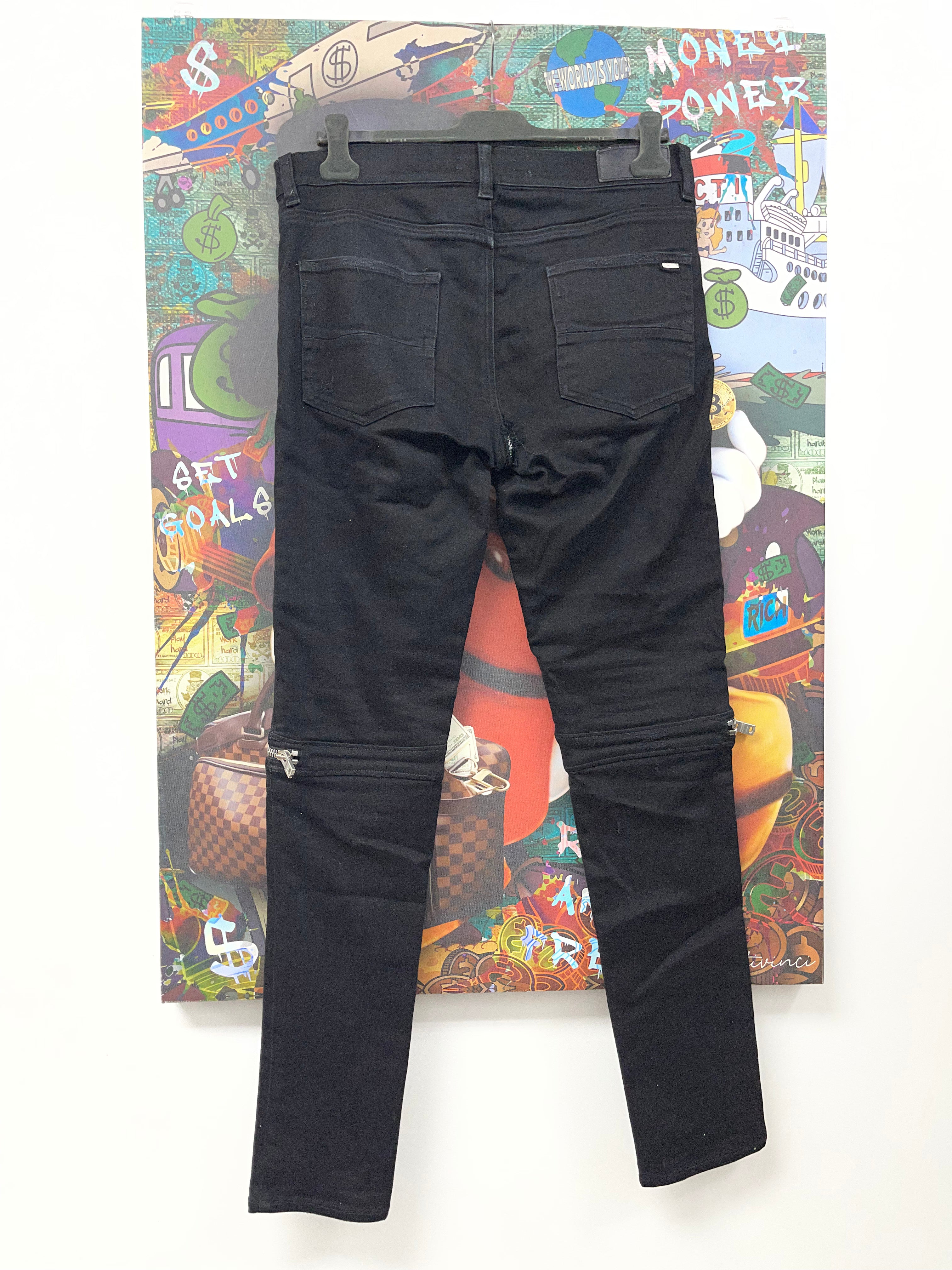 Amiri MX2 Black Wash Black Patch Jeans