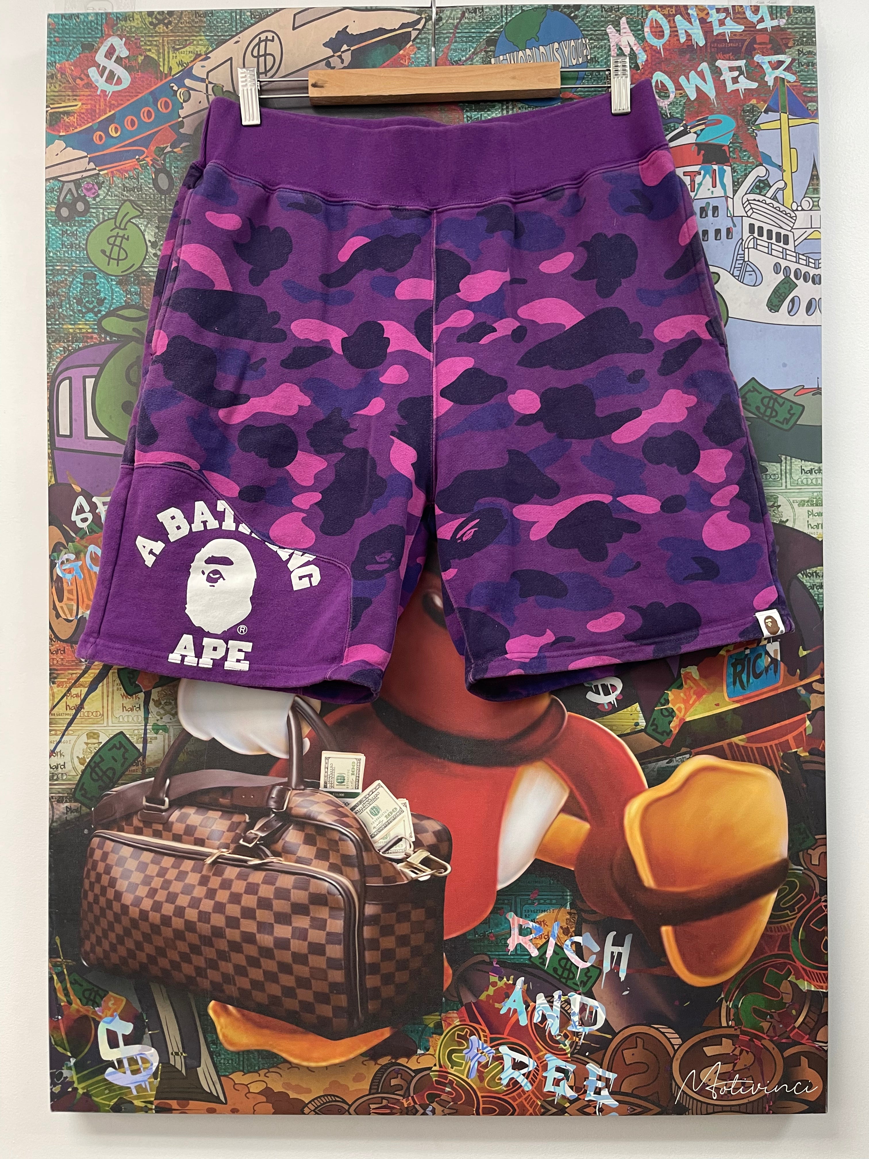 BAPE Purple Camo Shark Shorts