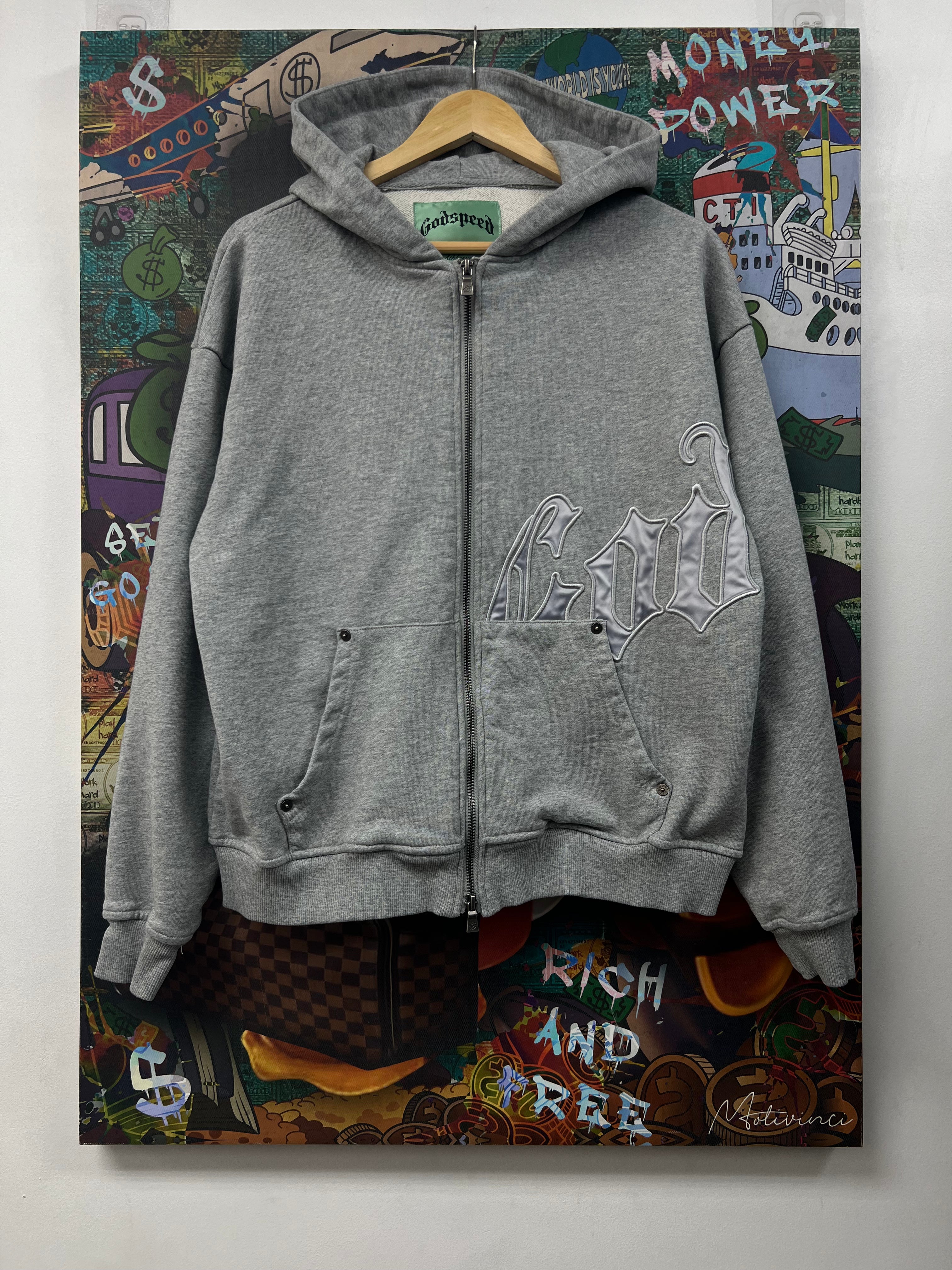Godspeed Grey Silver Zip Up Hoodie