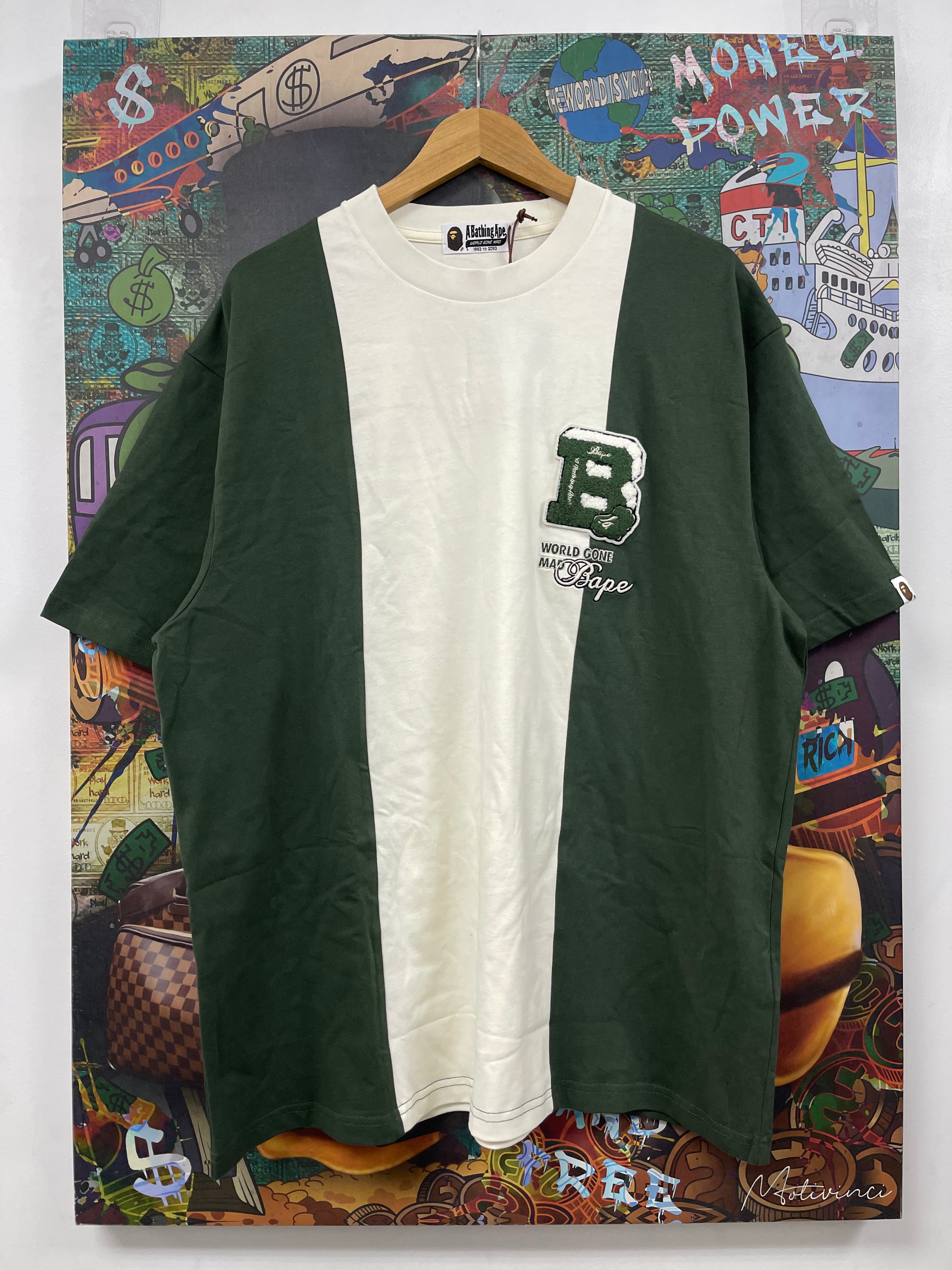 BAPE Green Cream WGM Logo Tee