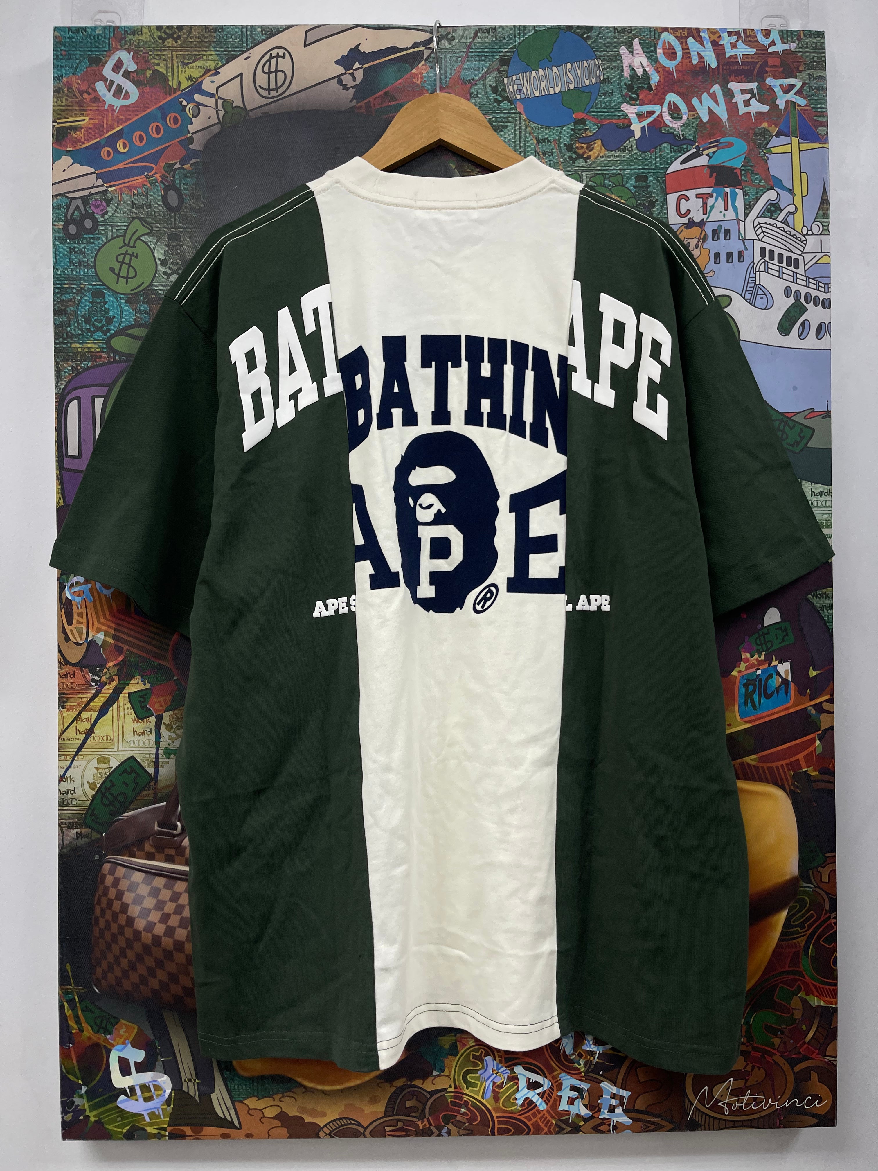 BAPE Green Cream WGM Logo Tee