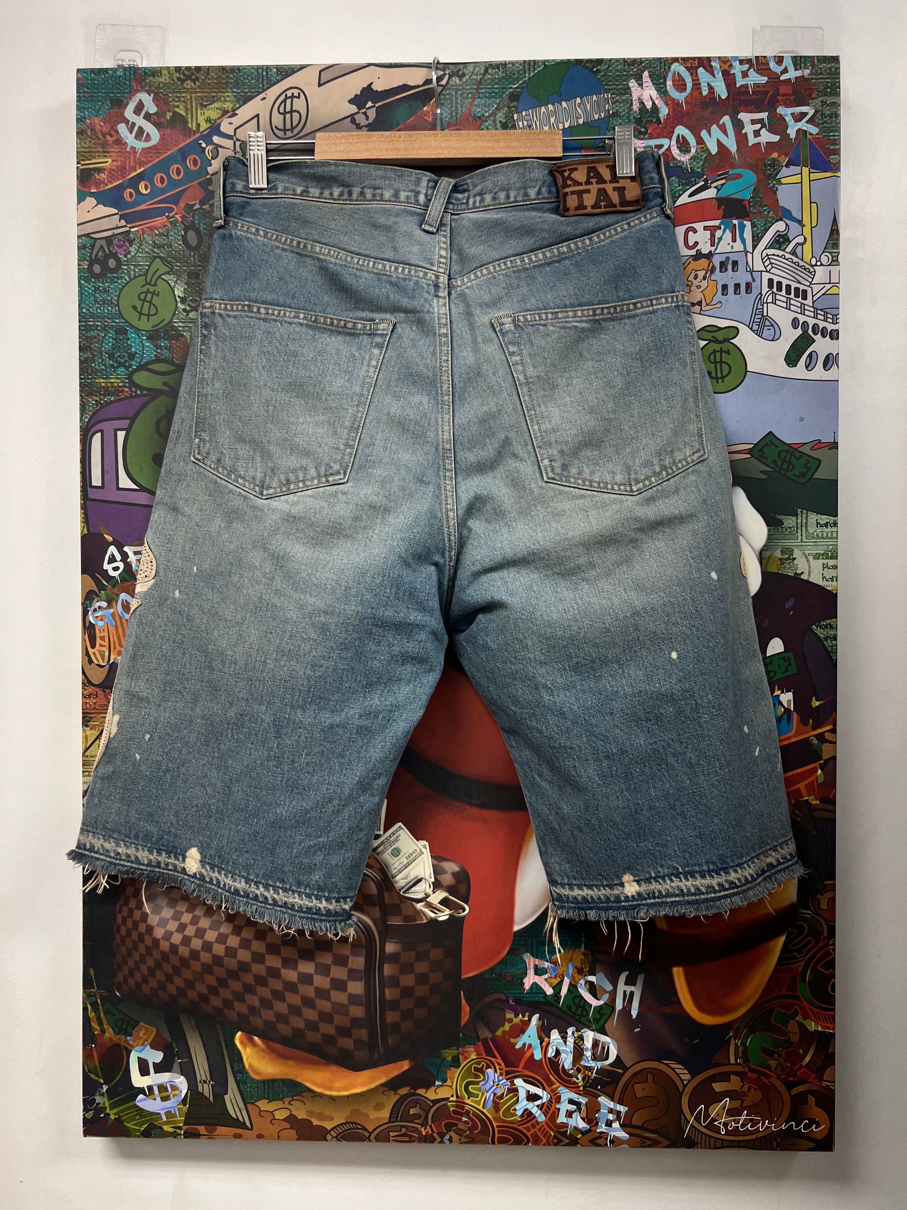 Kapital Blue Bone Jean Shorts