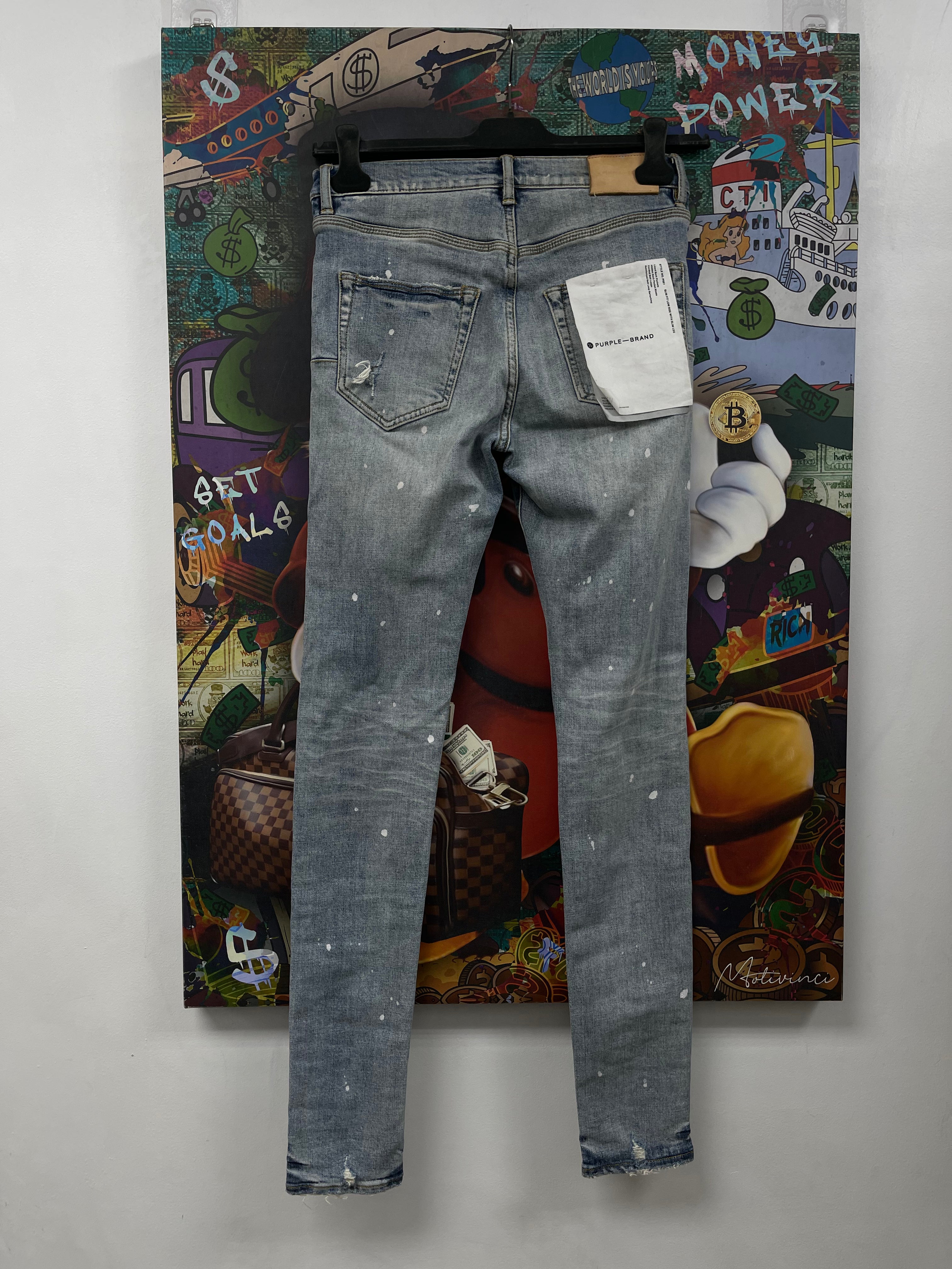 Purple Brand Light Wash Splatter Jeans