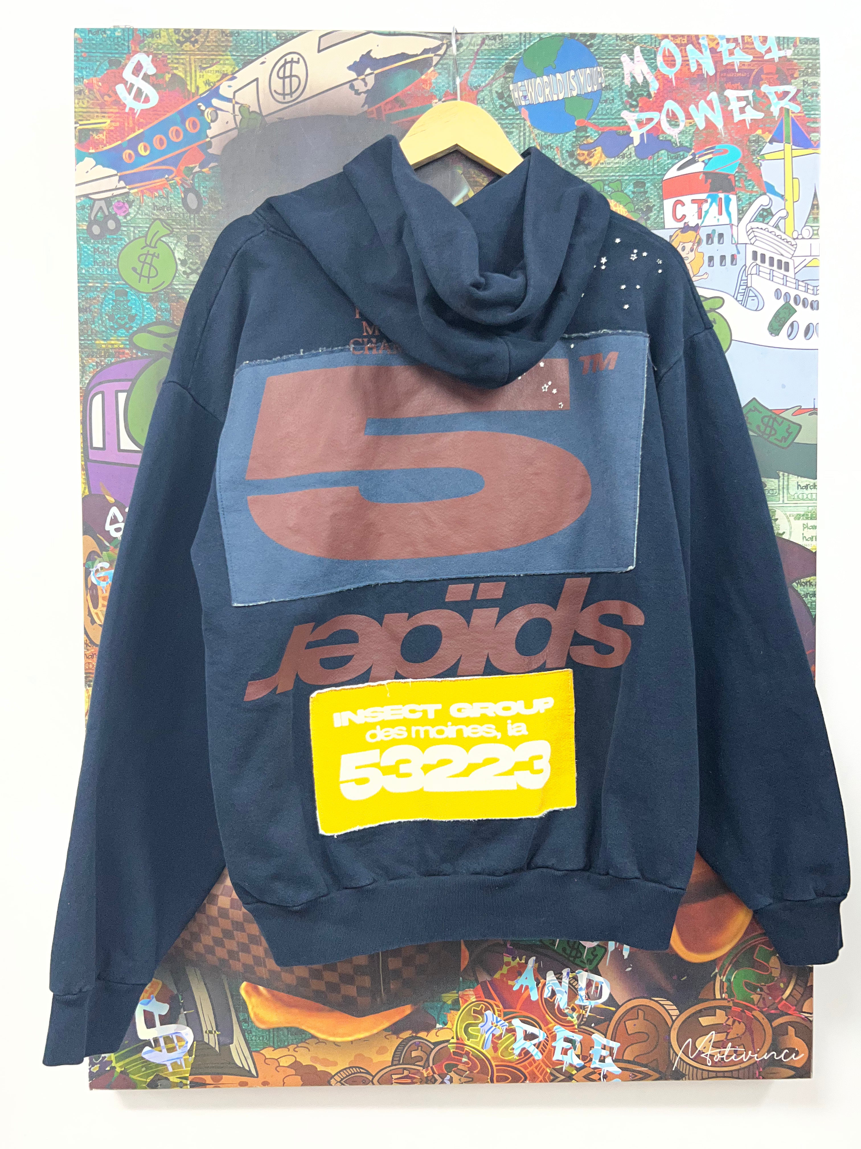 Sp5der Navy Brown Logo Hoodie