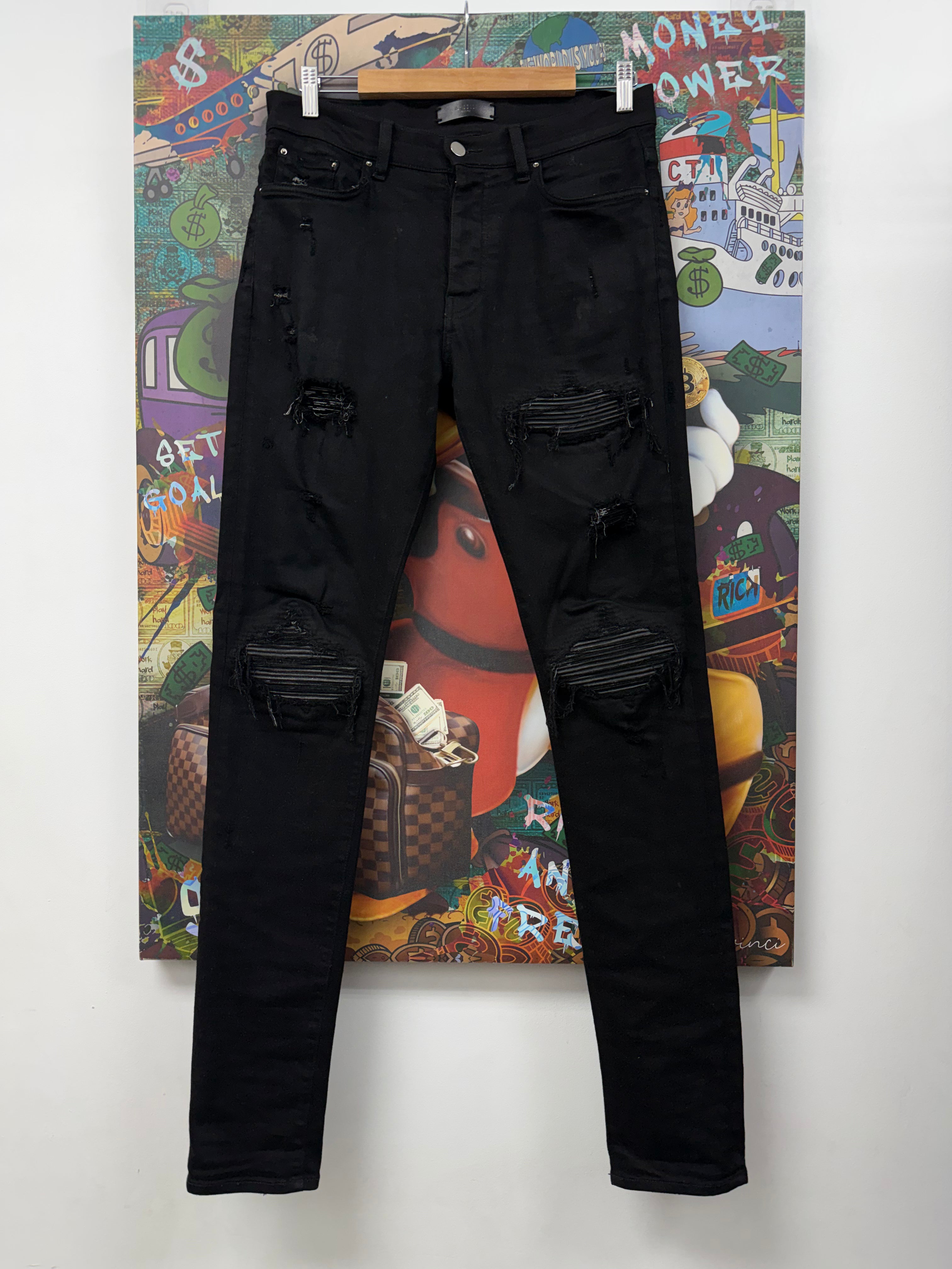 Amiri Mx1 Black Black Patch Jeans