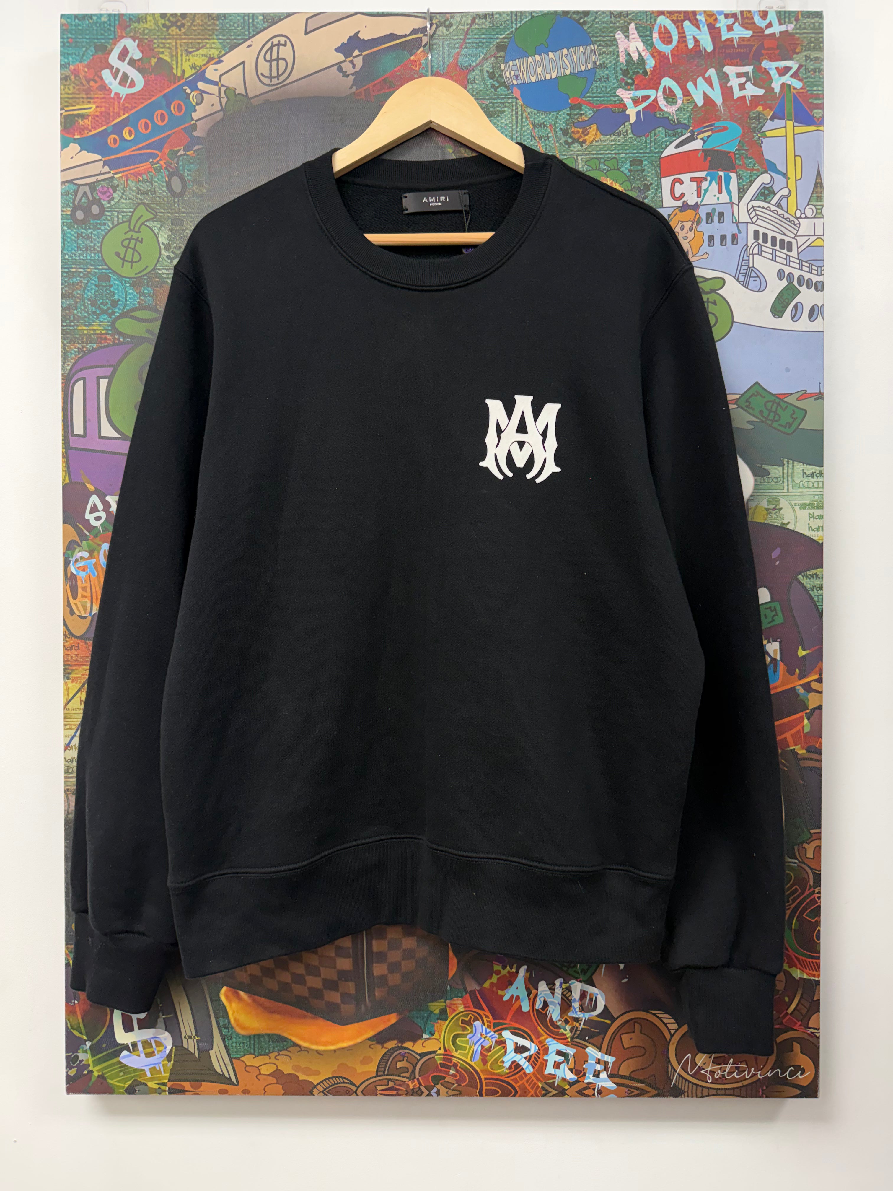 Amiri Black White Core Logo Crewneck
