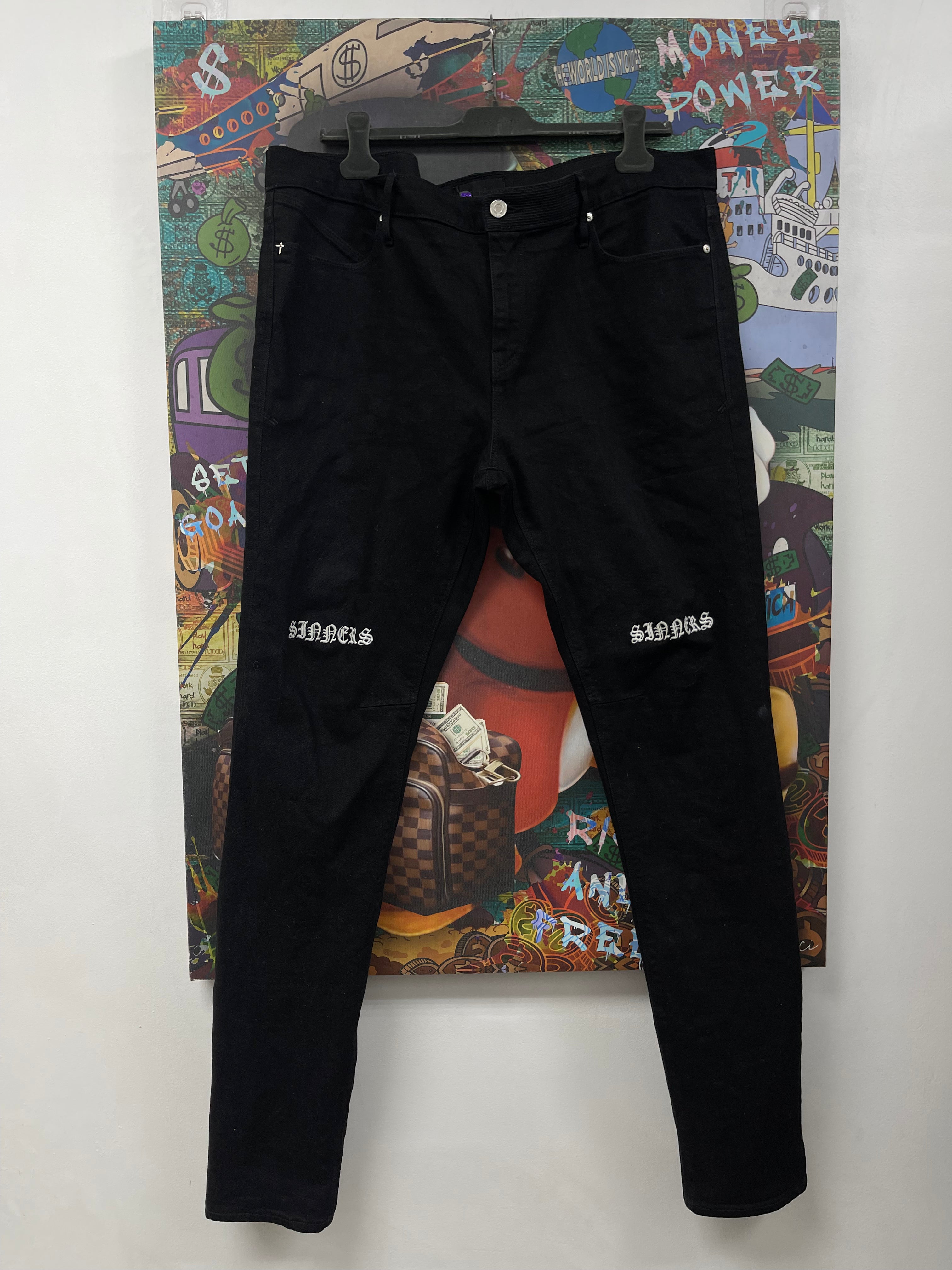RTA Black White Sinners Jeans