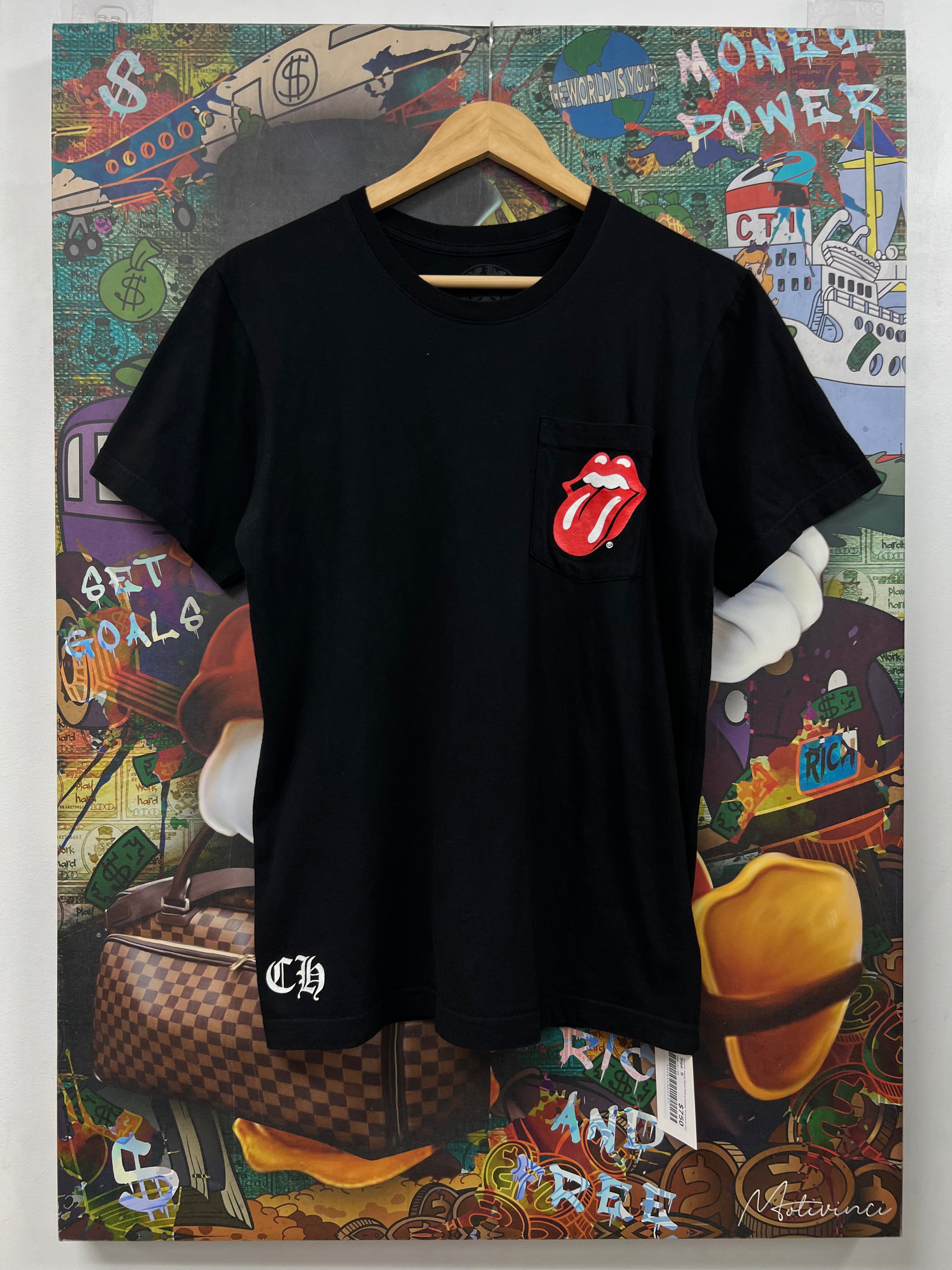 Chrome  Hearts Black Rolling Stones Horseshoe Tee