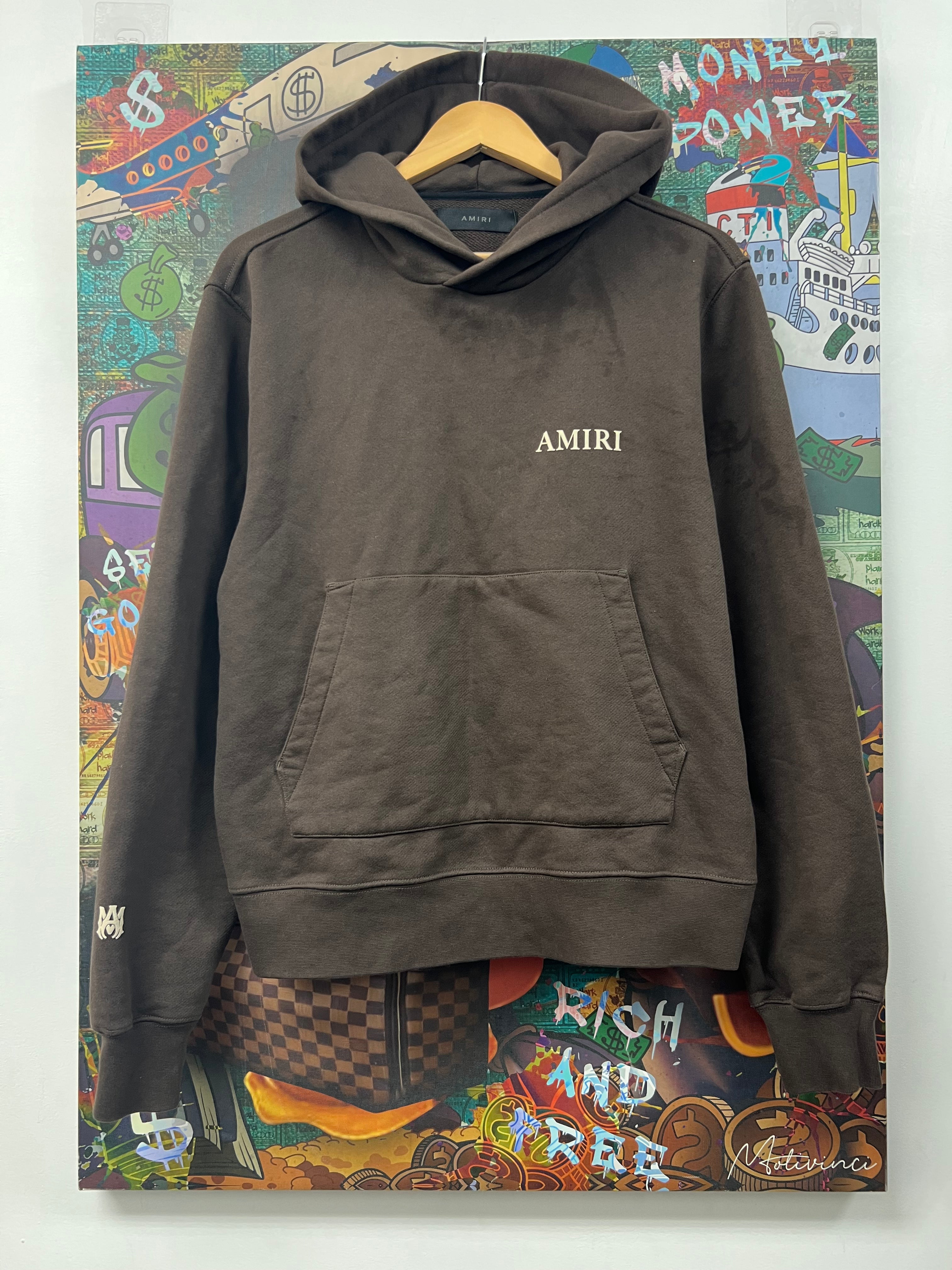 Amiri Brown Puff Logo Hoodie