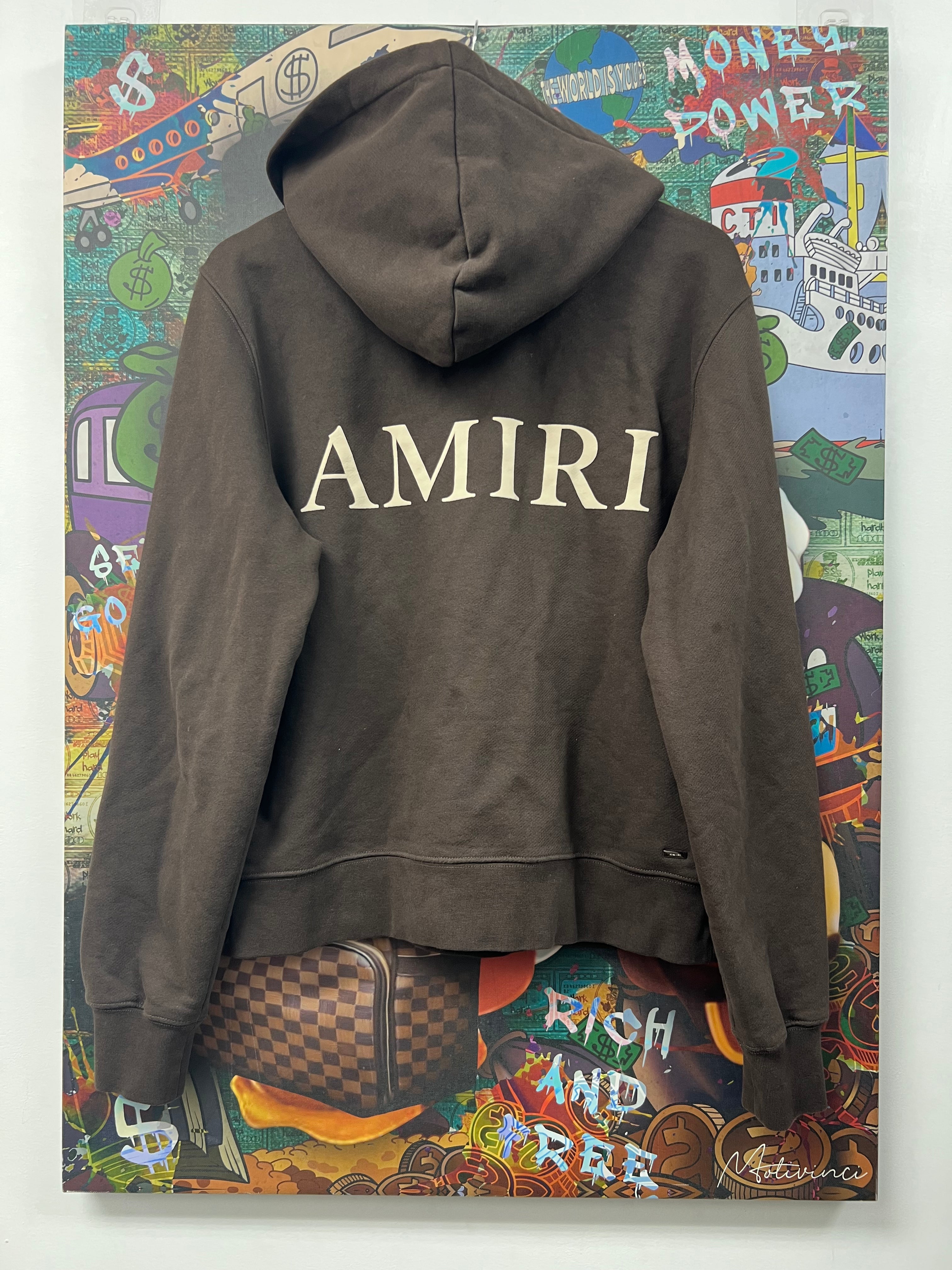 Amiri Brown Puff Logo Hoodie