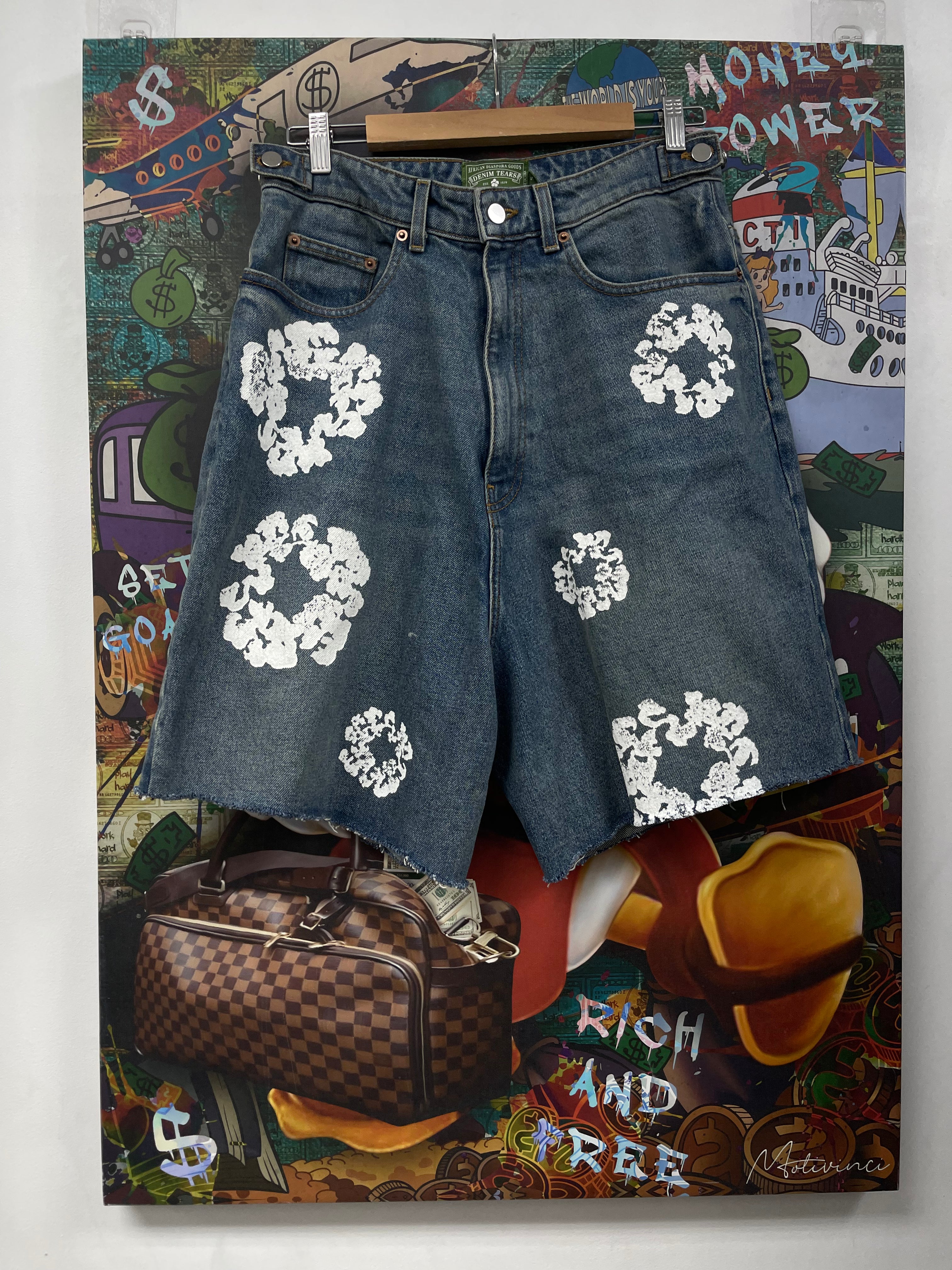 Denim Tears Light Wash Wreath Jean Shorts