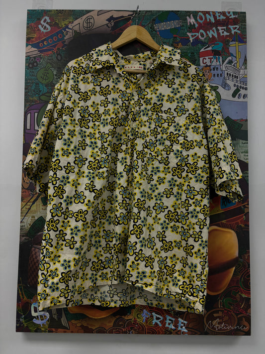 Marni Uniqlo Floral Button Up Yellow Used Large N/A