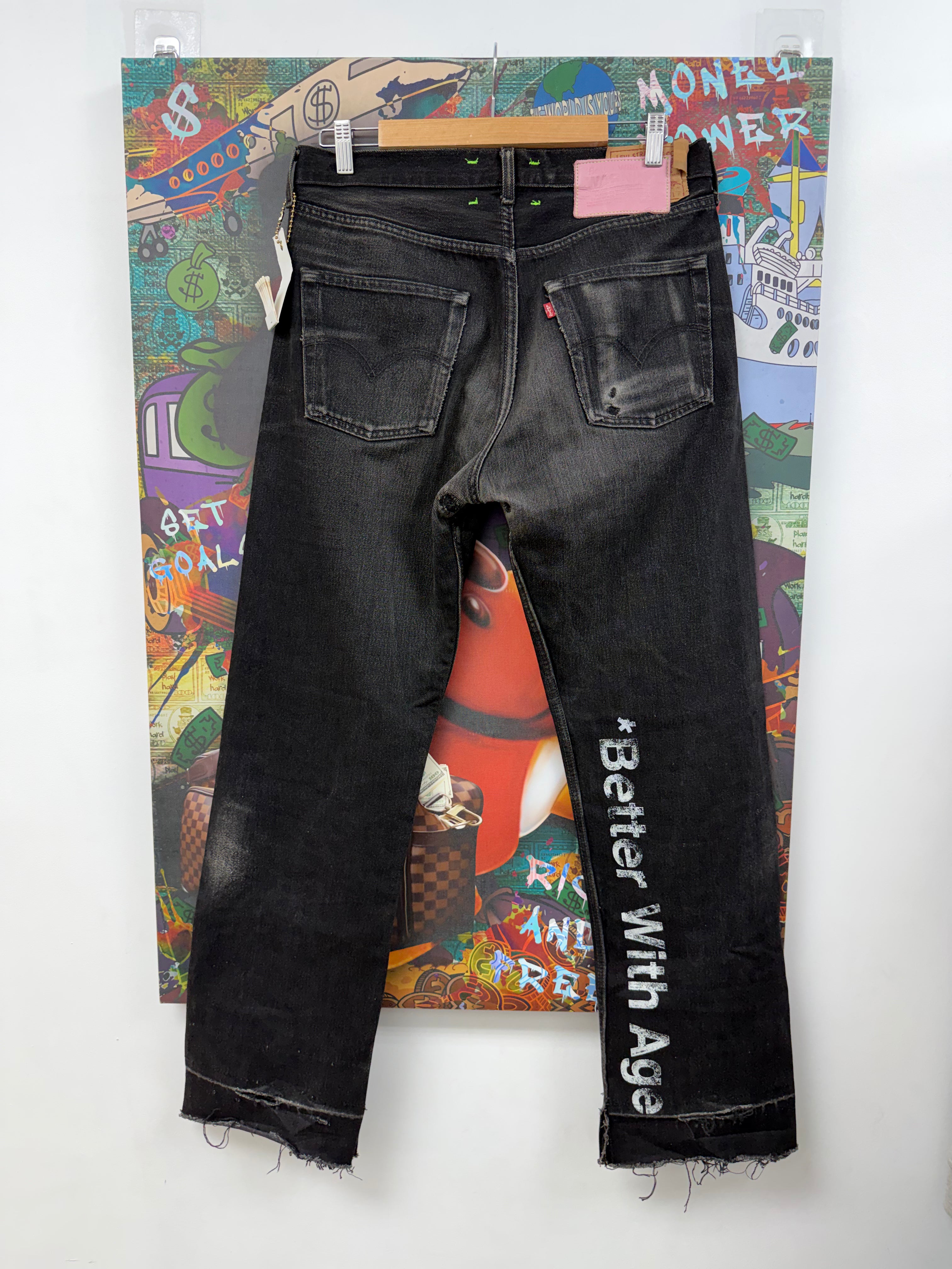 Better With Age Black Wash Spellout Jeans