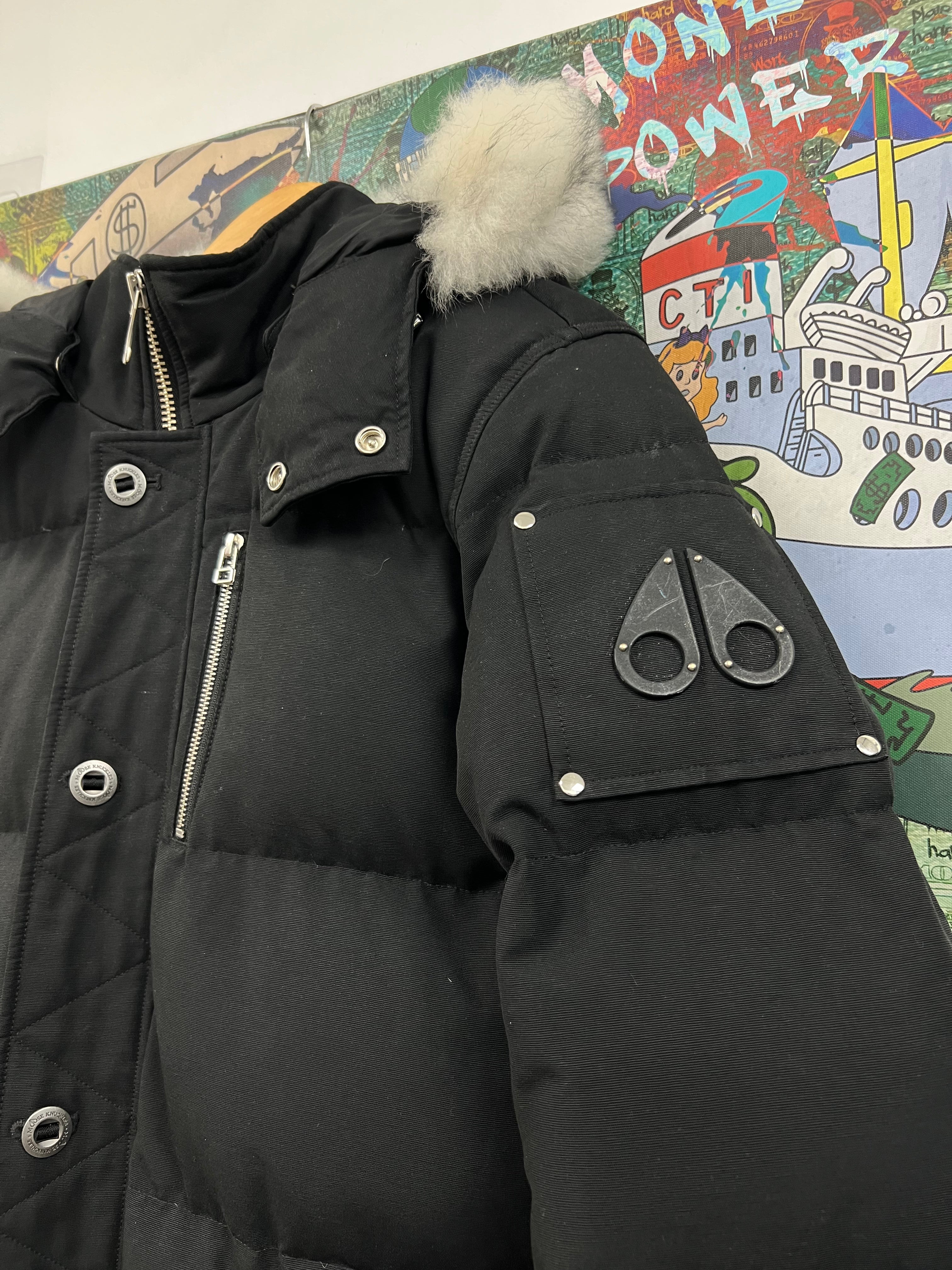 Moose Knuckles Black White Fur 3Q Parka