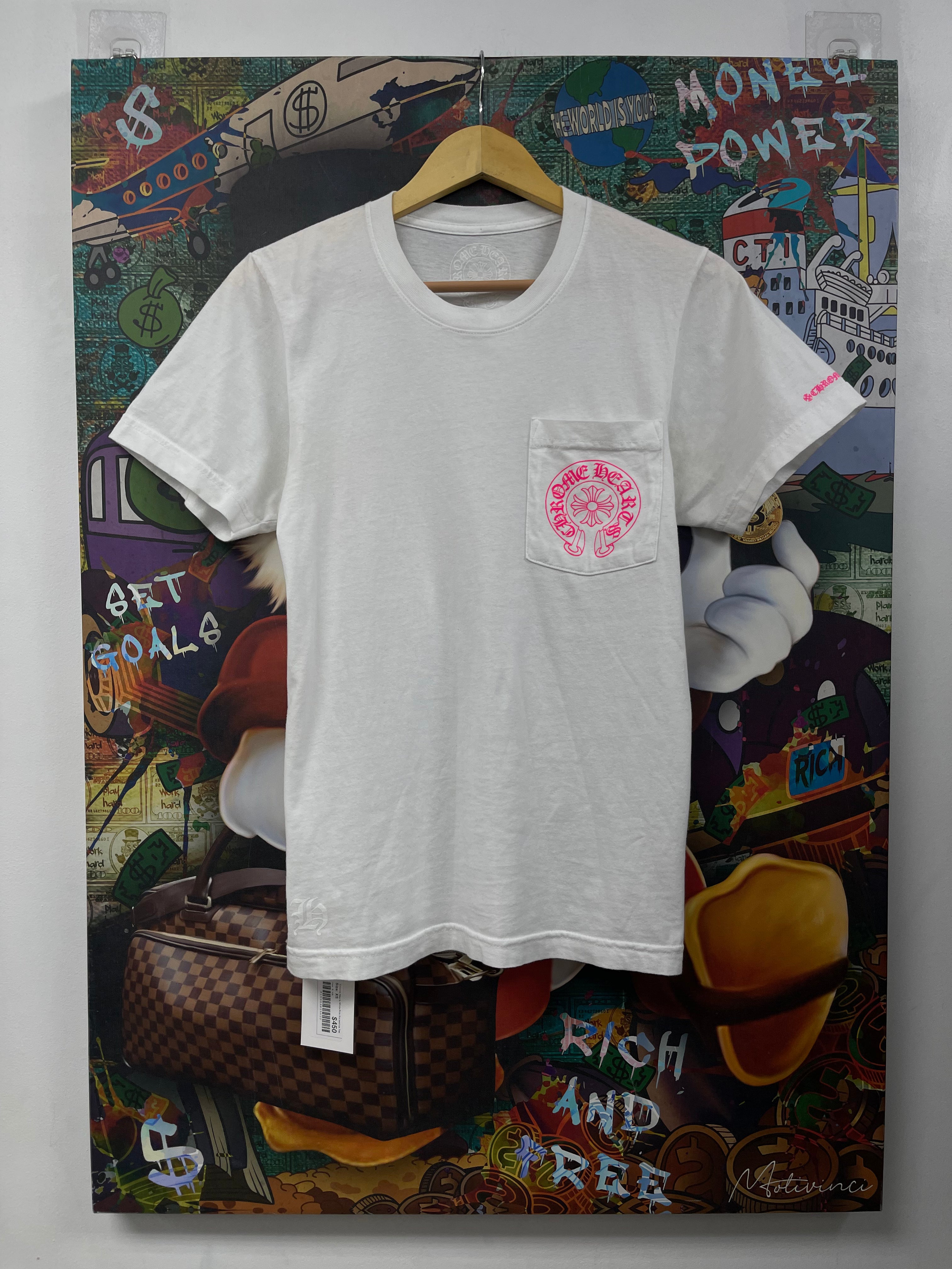 Chrome Hearts White Pink Horseshoe Tee