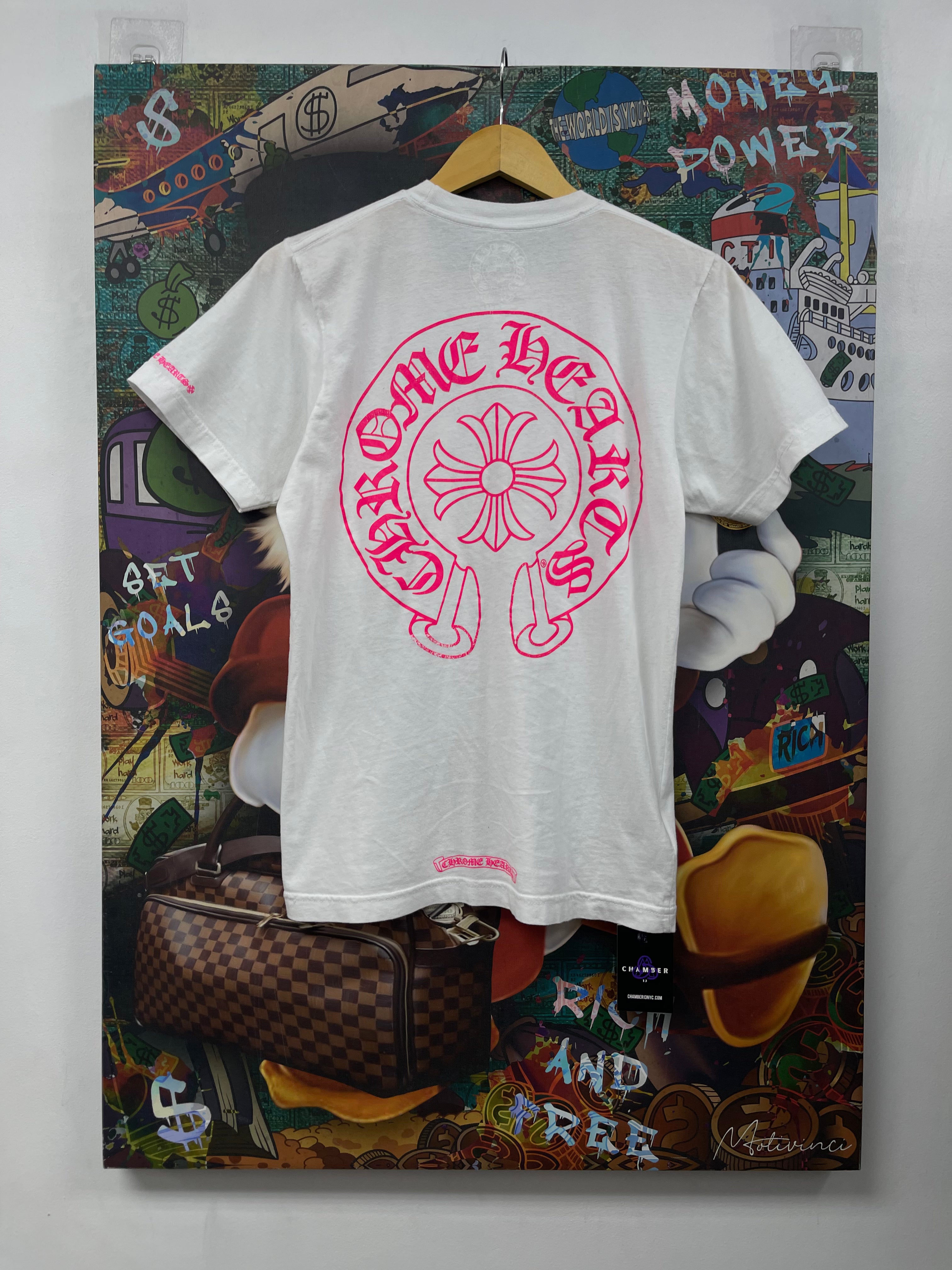 Chrome Hearts White Pink Horseshoe Tee