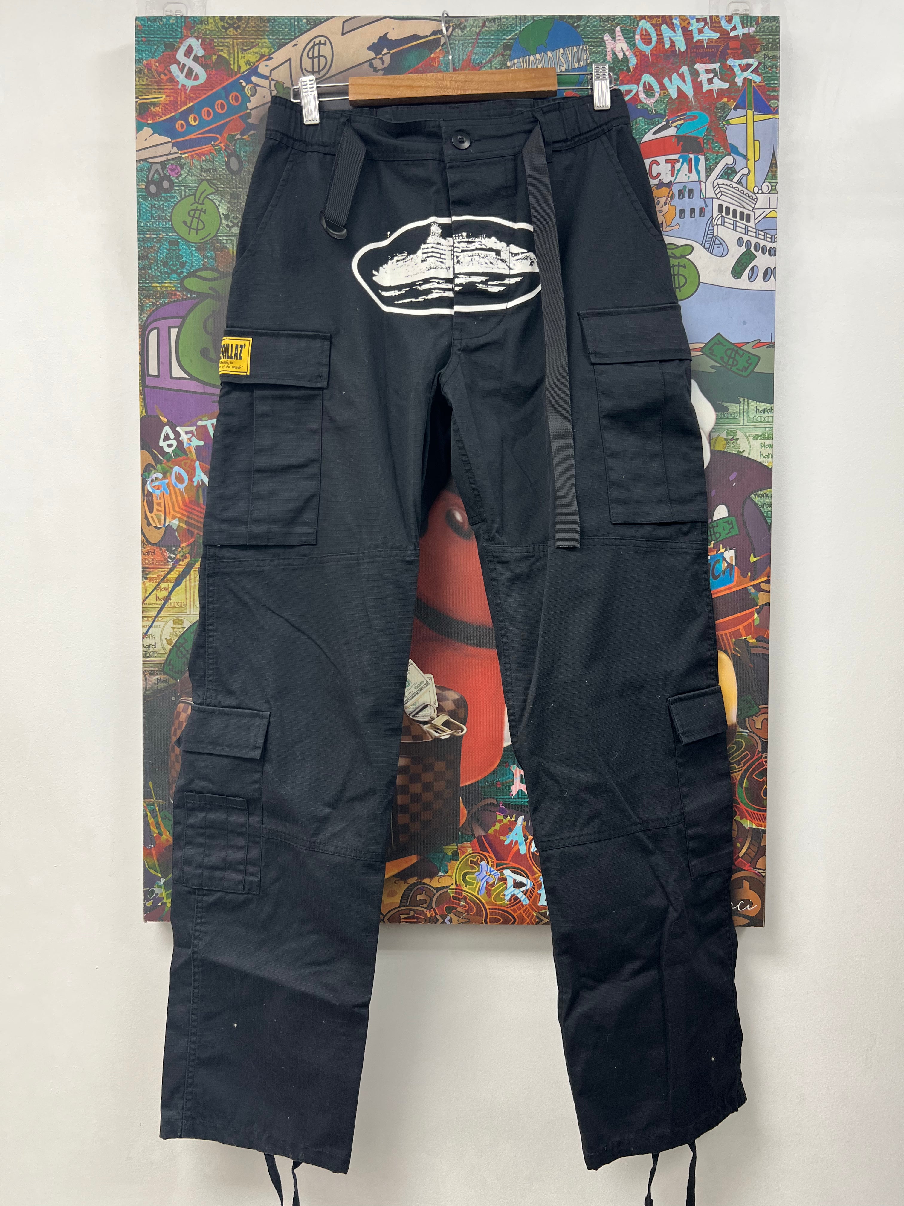 Corteiz Black Alcatraz Cargo Pants