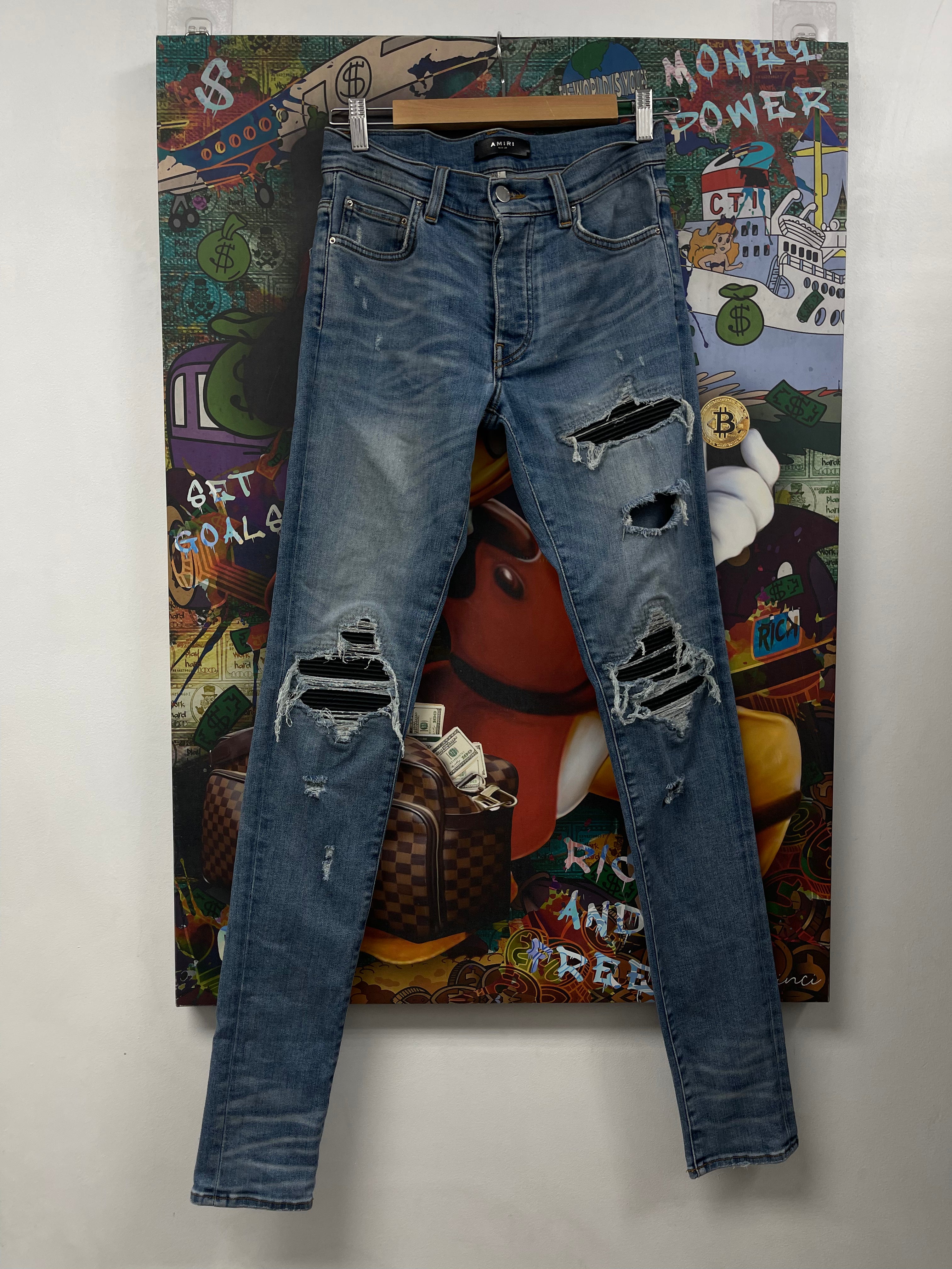 Amiri MX1 Light Black Patch Jeans
