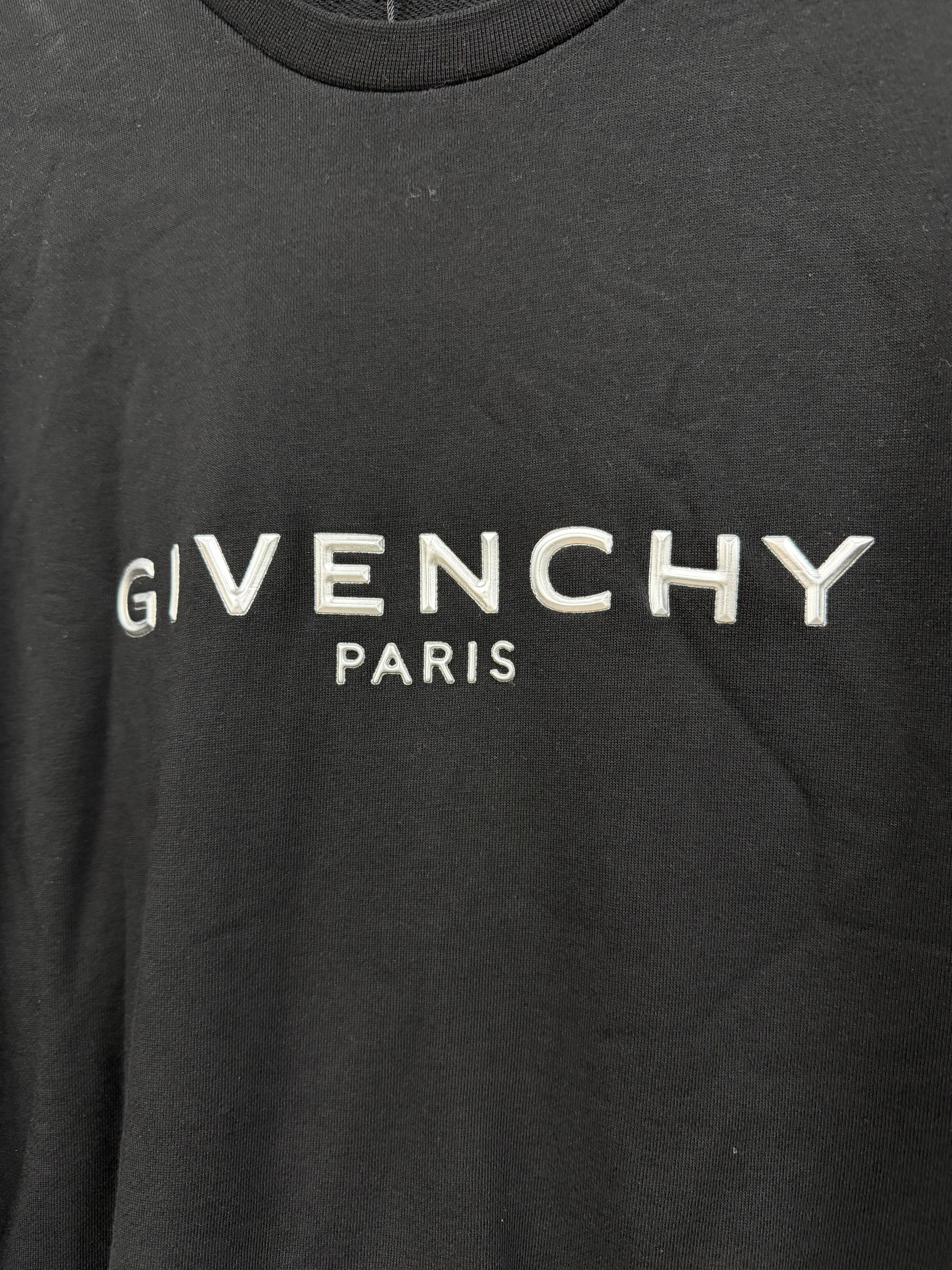 Givenchy Black Silver Chest Logo Crewneck
