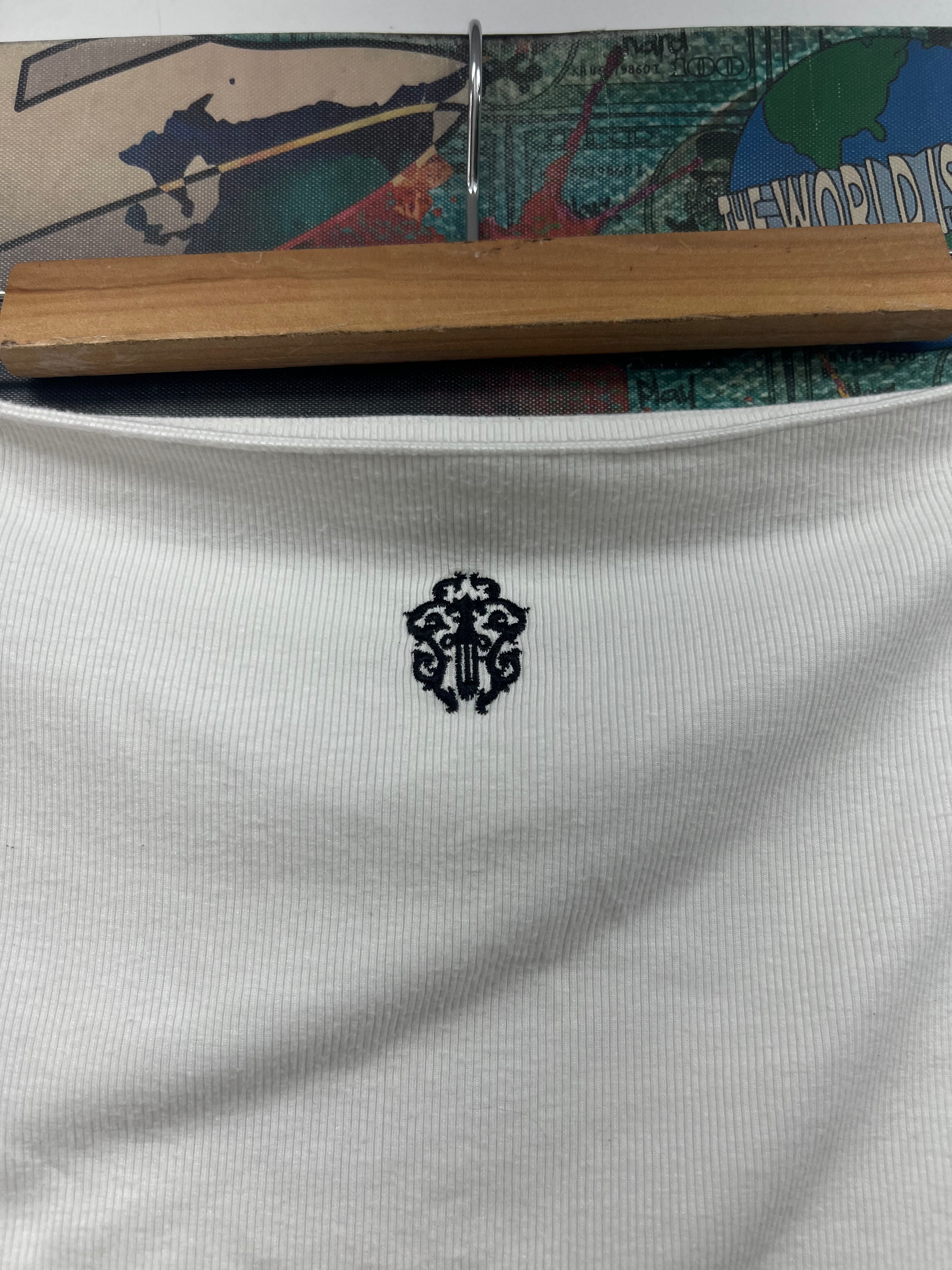 Chrome Hearts White Black Embroidered Ribbed Skirt
