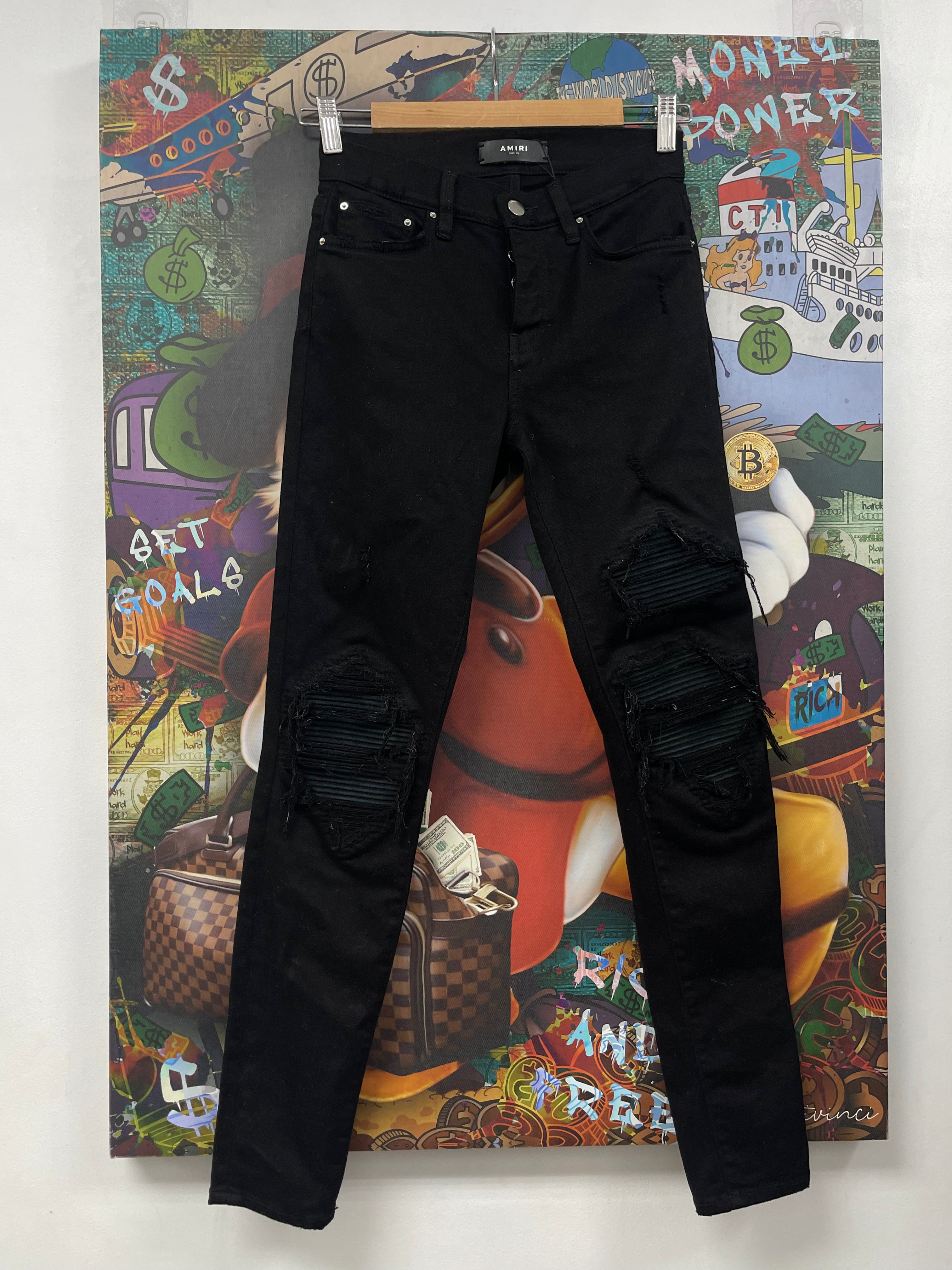 Amiri MX1 Black Suede Patch (Women's) Jeans