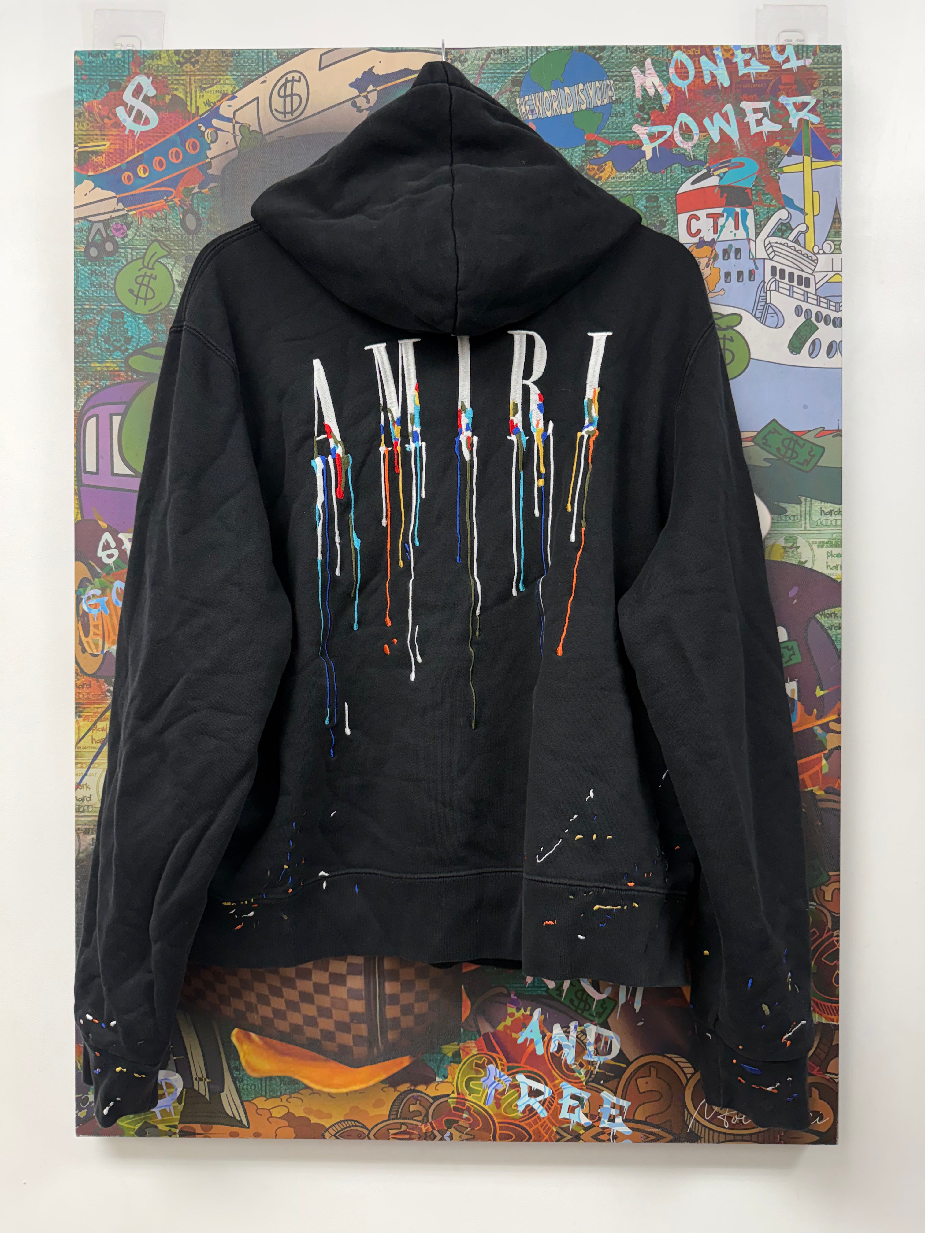 Amiri Black Paint Drip Hoodie