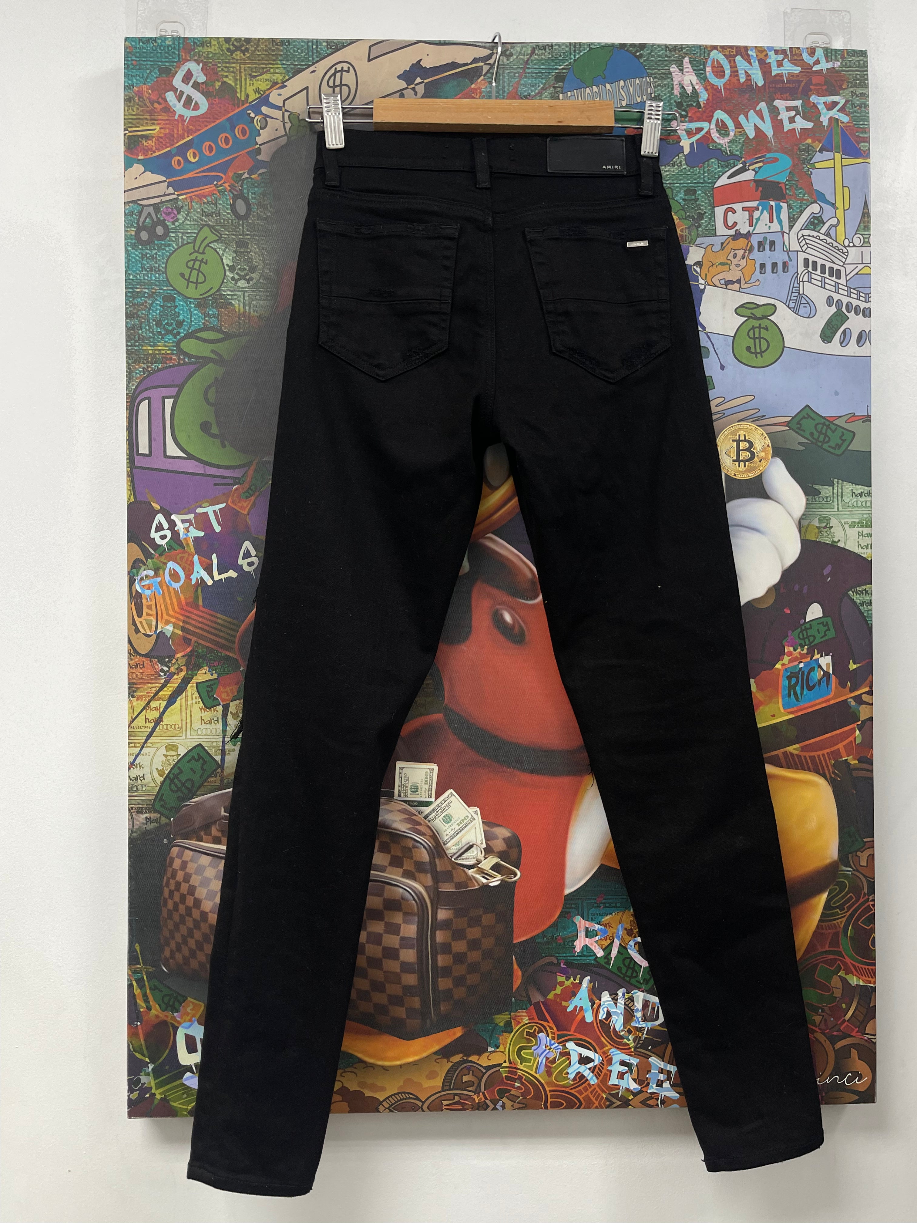 Amiri MX1 Black Suede Patch (Women's) Jeans