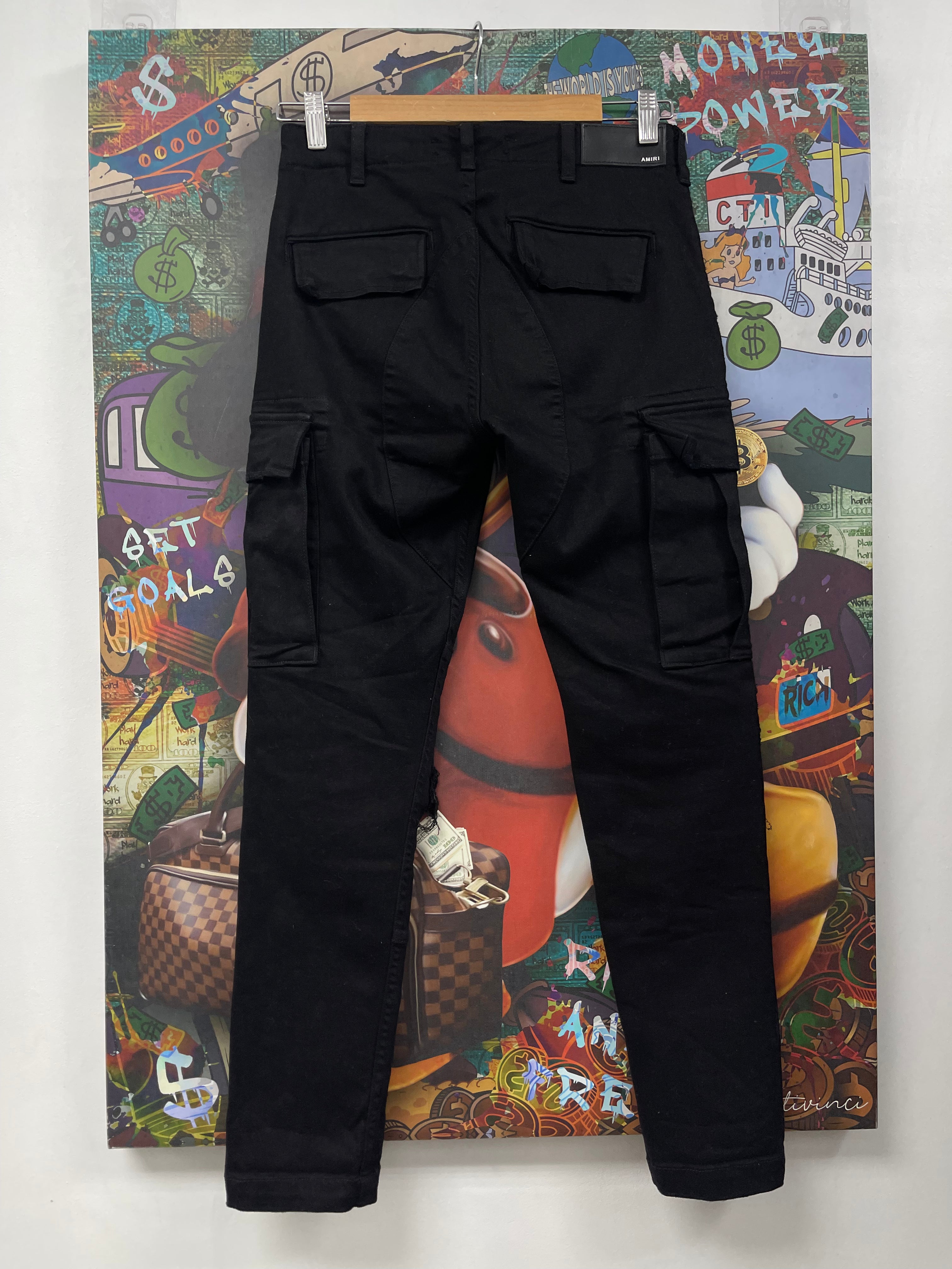 Amiri MX1 Black Patch Denim Cargo Pants