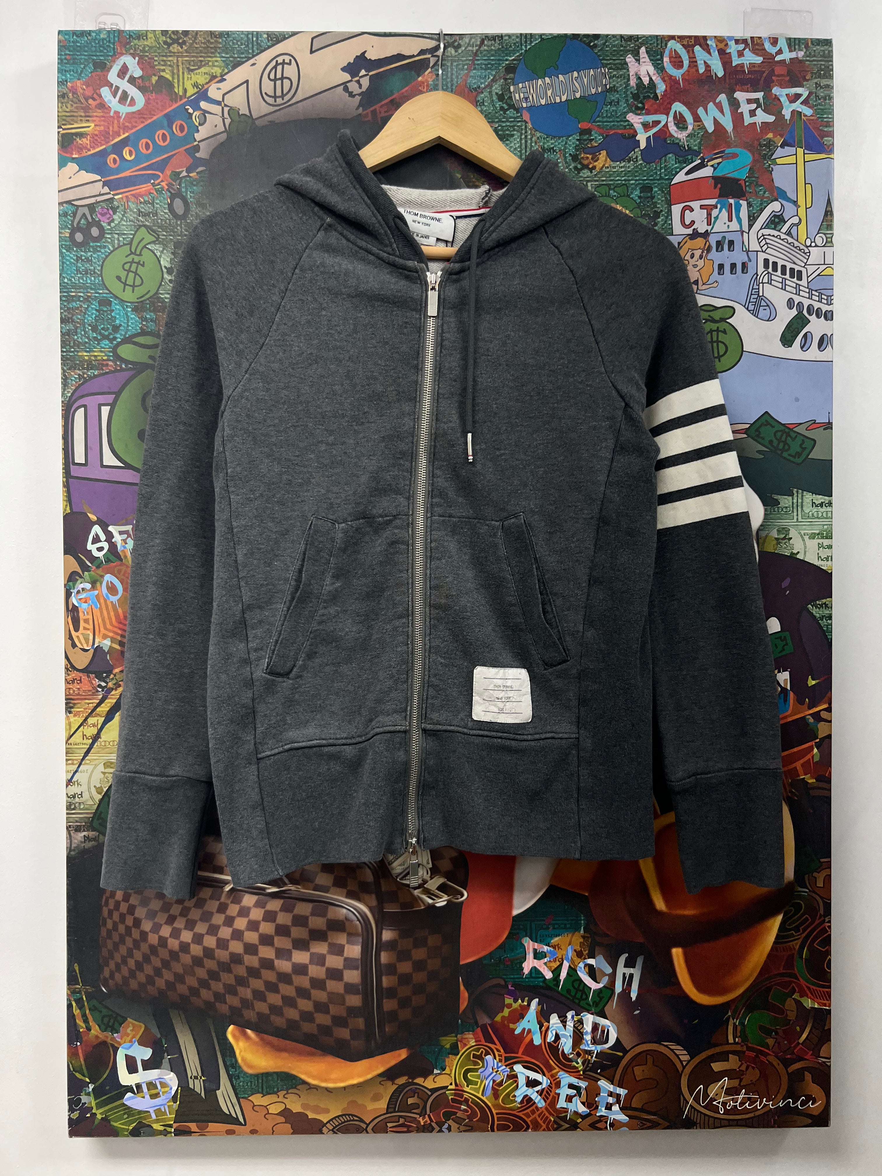 Thom Brown Dark Gray 4 Bar Zip Up