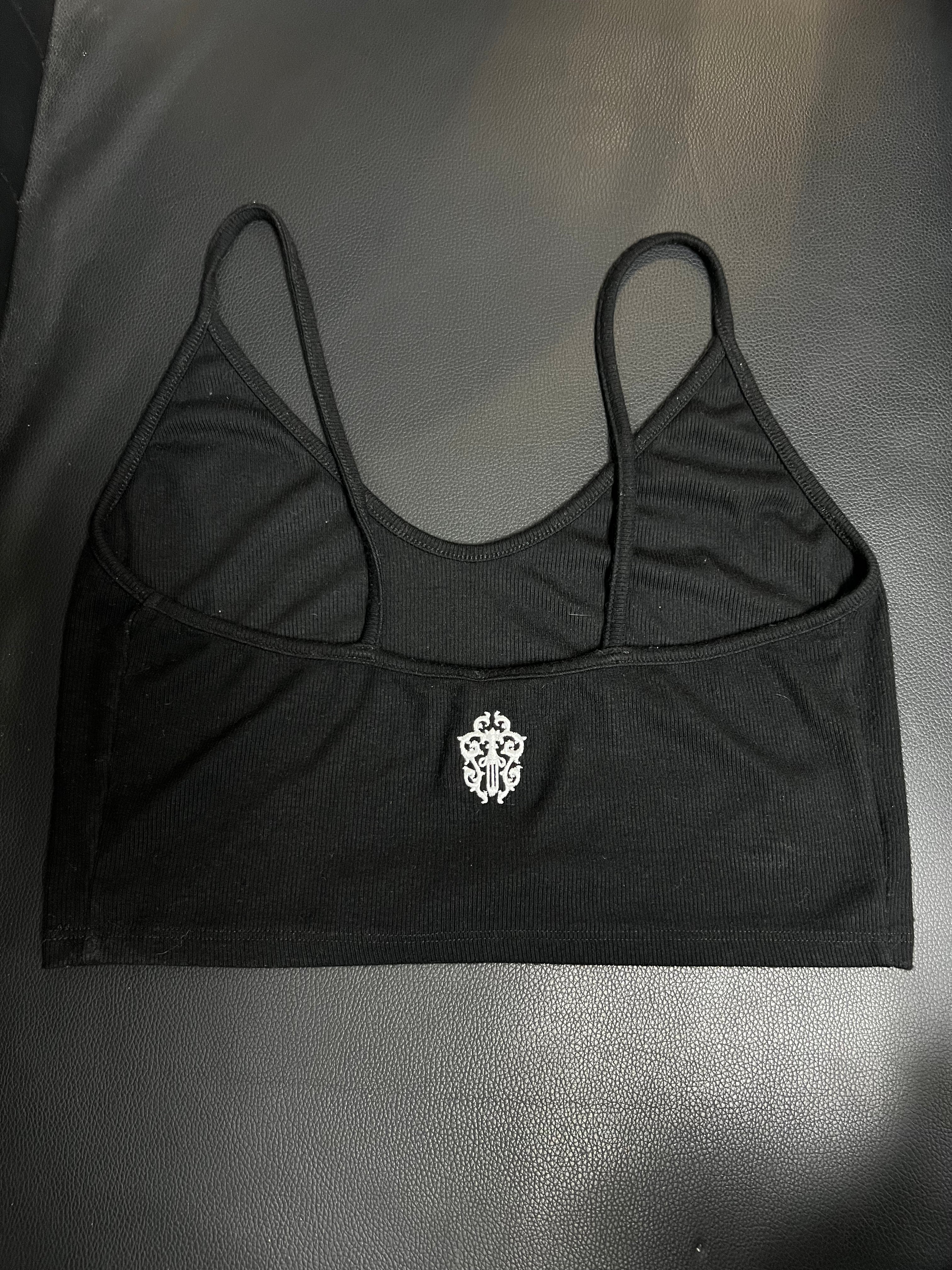 Chrome Hearts Black White Embroidered Ribbed Tank
