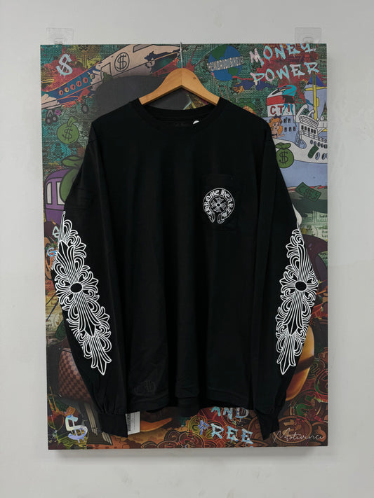 Chrome Hearts Miami Floral Horseshoe LS Black New XL N/A