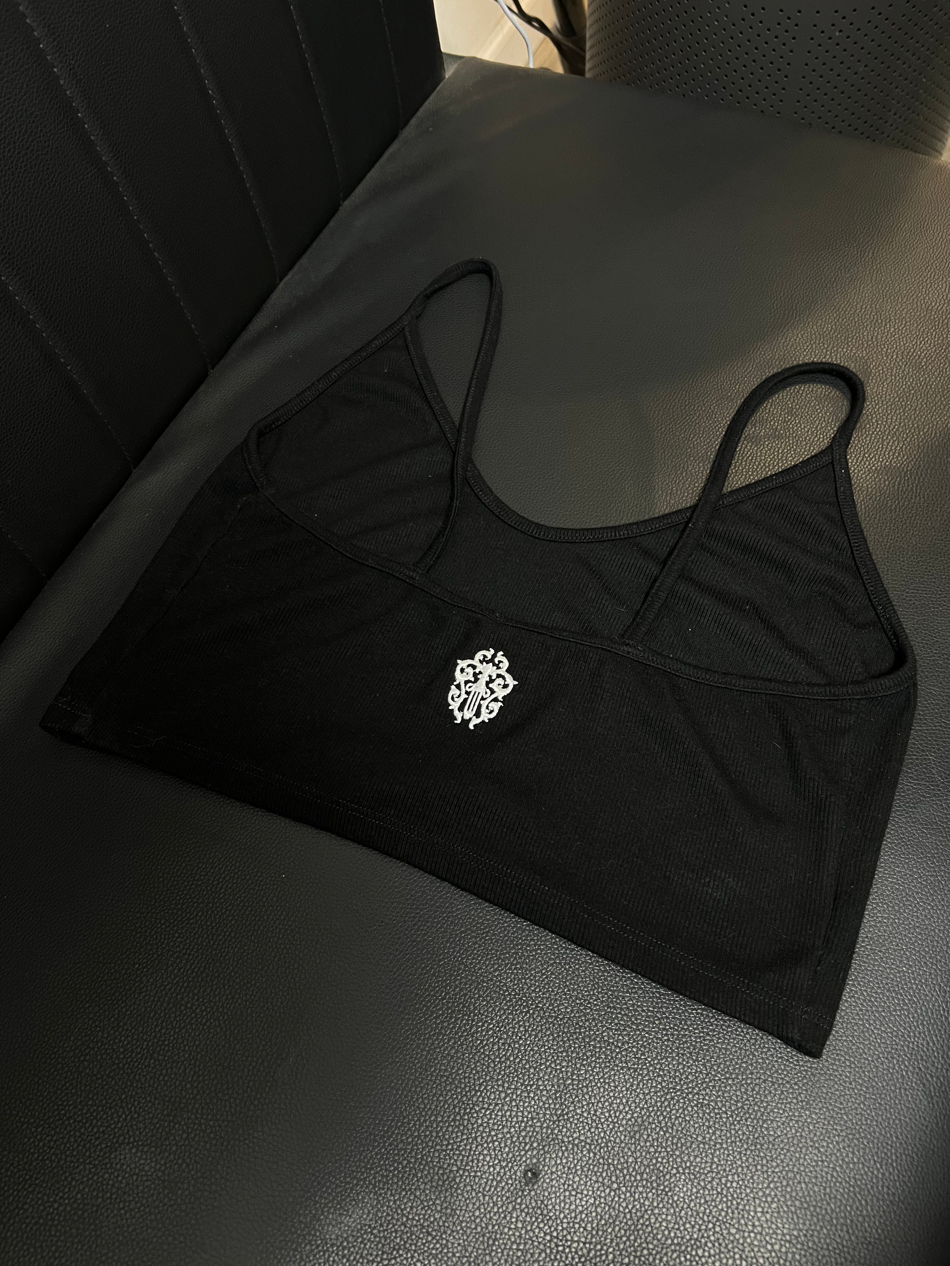 Chrome Hearts Black White Embroidered Ribbed Tank